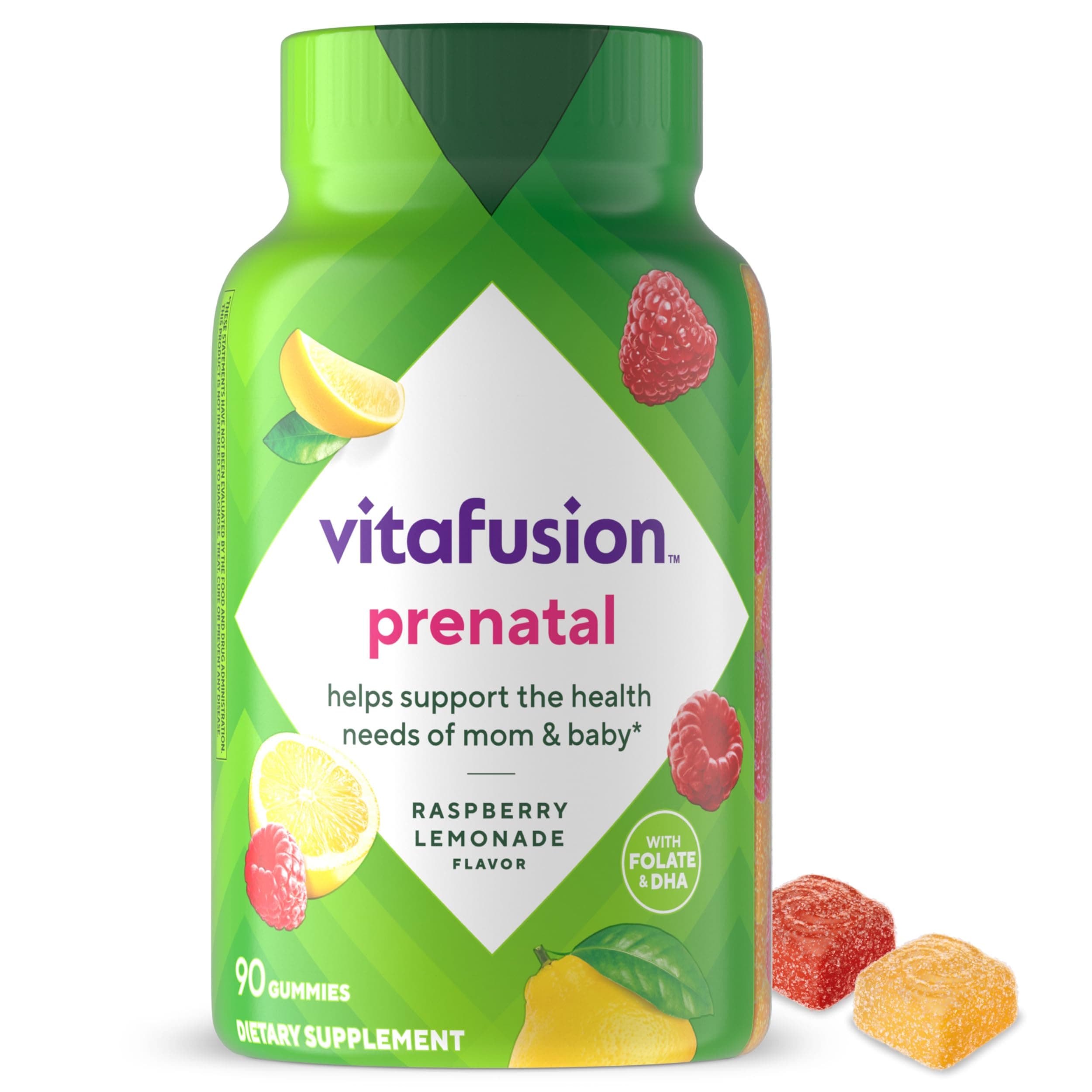 PreNatal Gummy Vitamins, Lemon & Raspberry Lemonade Flavored Pregnancy Vitamins for Women, 90 Count