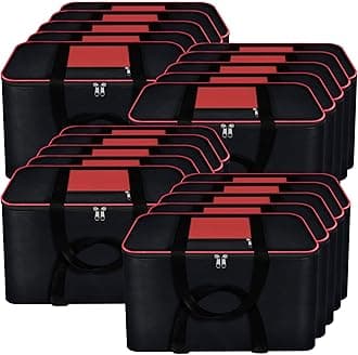 Storite 20 Pack Nylon Big Underbed Moisture Proof Storage Bag with Zippered Closure and Handle Rectangular (Black, 54x46x28cm)