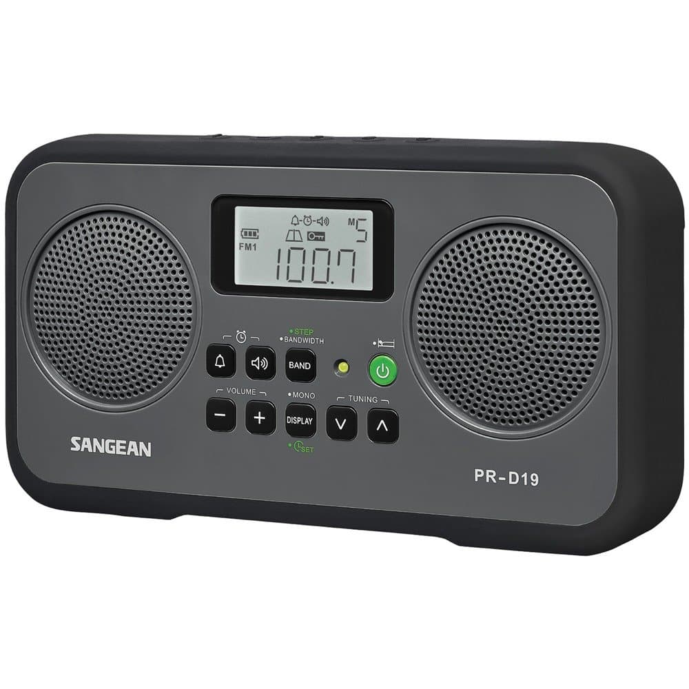 Sangean PR-D19BK FM Stereo/AM Digital Tuning Portable Radio with Protective Bumper (Gray/Black)