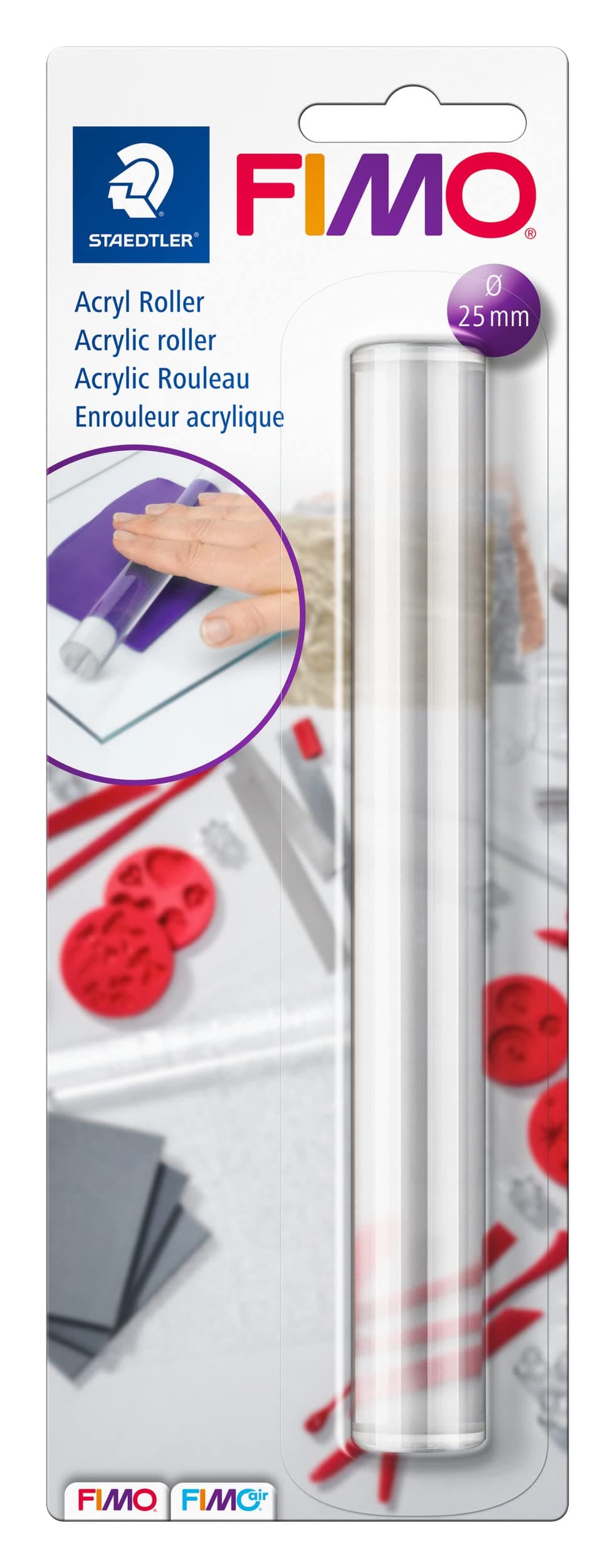 STAEDTLER 8700 05 Acyrlic Roller for Polymer Modelling Clay - Transparent, 20x2cm (Pack of 1)