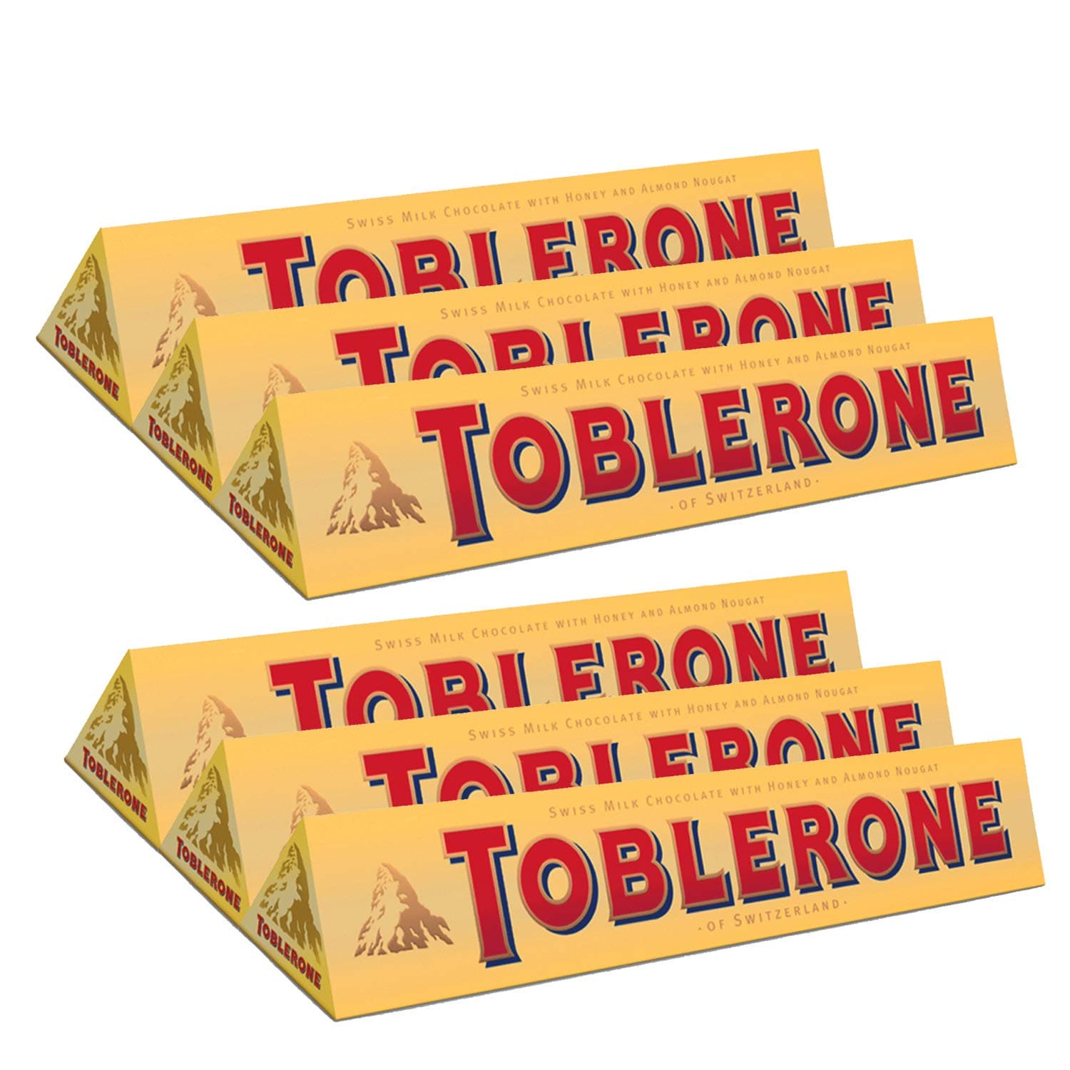SWISS MILK CHOCOLATE WITH HONEY AND ALMOND NOUGAT 6 X 100 G BARS by Toblerone