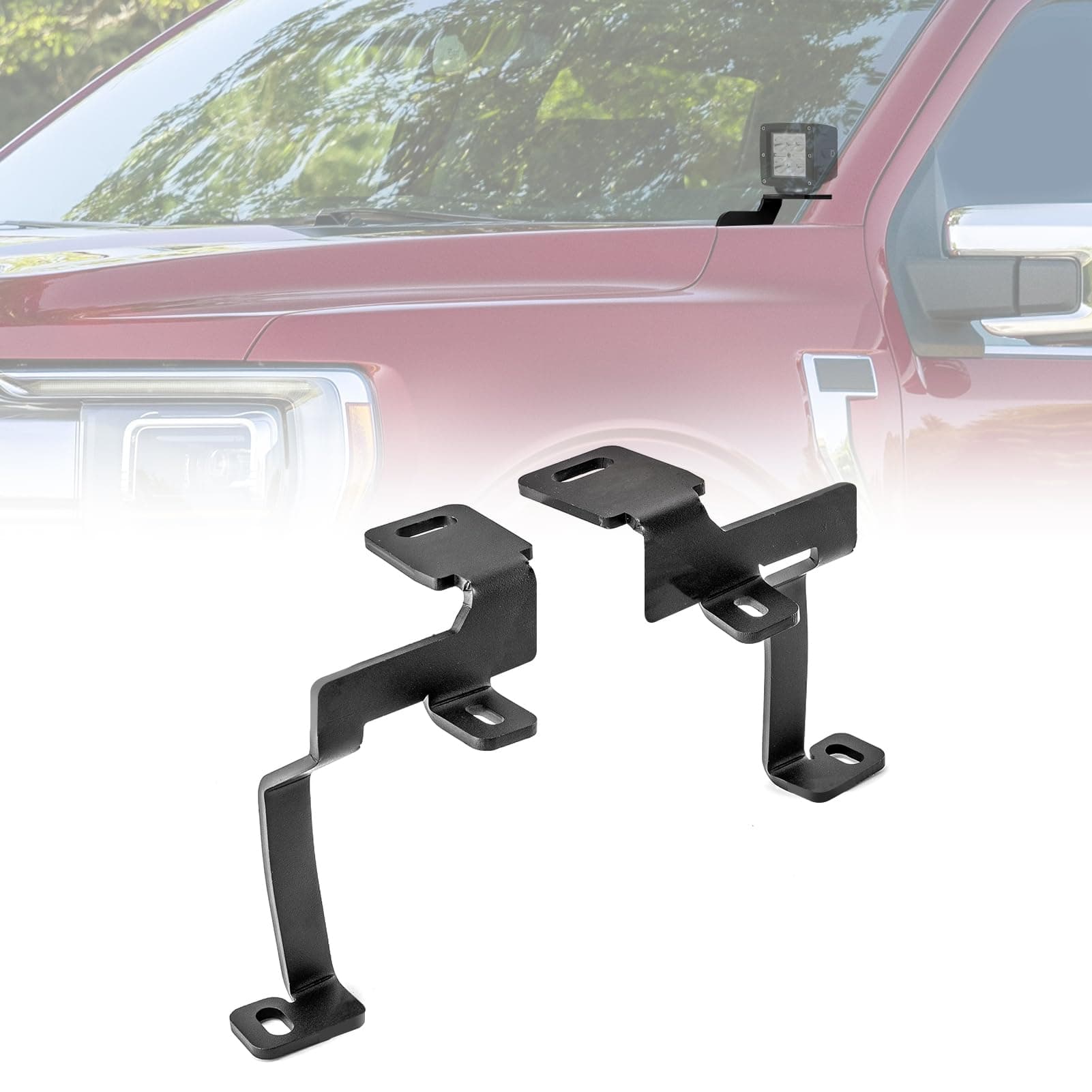 WeiSen Hood Hinge Ditch Light Mount Bracket for A-Pillar Auxiliary Offroad LED Pod Work Light Compatible with Ford F-150 2021-2024 3rd, Fit Raptor 2021-2024 3rd