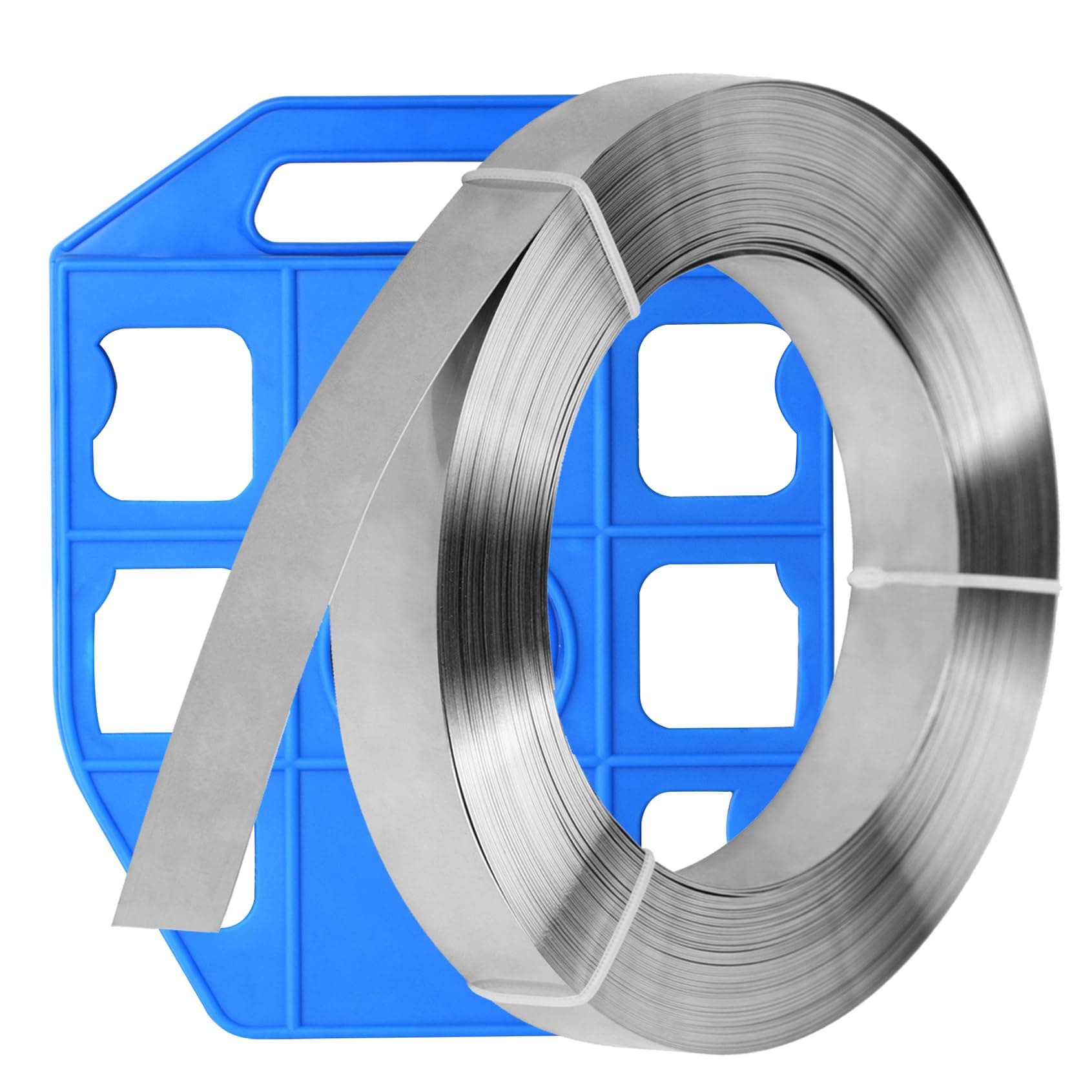 304 Stainless Steel Strapping Band Coil - 3/4" x 95' Roll, Packing Tensioner Strap in Plastic Case, 1/64" Thick
