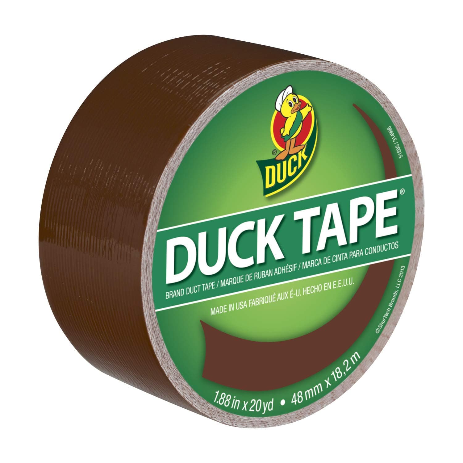 Duck Brand 1304965 Color Duct Tape, Single Roll, Brown, 60 Foot