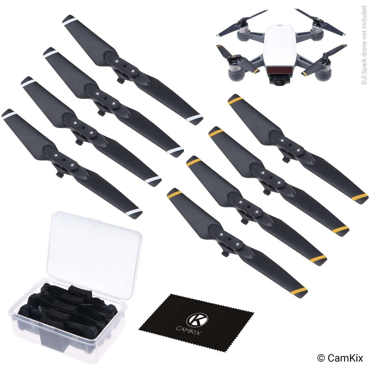Propellers Replacement for DJI Spark - 2 Sets (8 Blades) - With Convenient Storage Box - Quick Release Foldable Wings - Flight Tested Design - Essential Accessory For Your DJI Spark Drone