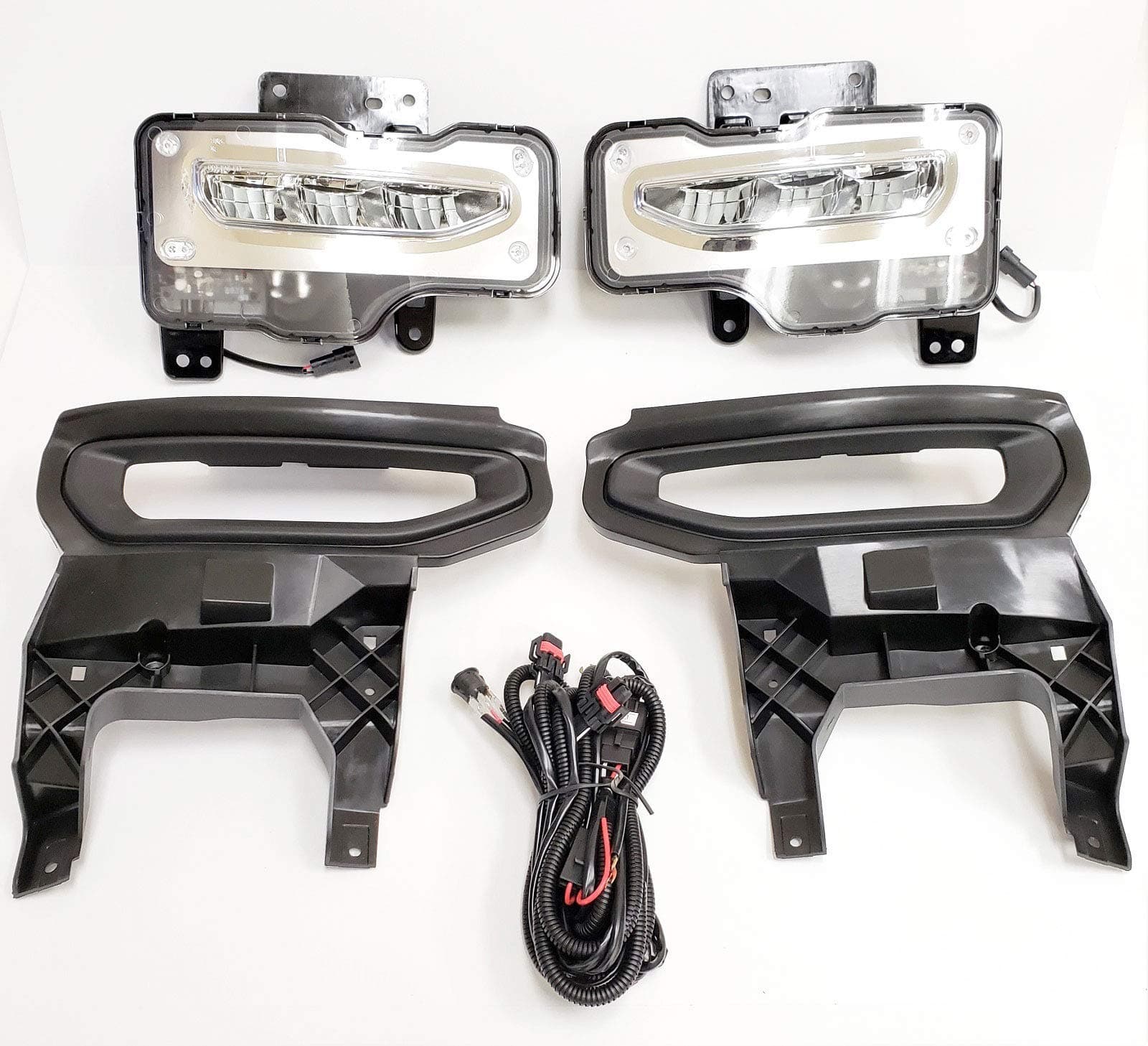LEDIN Built-in LED Fog Lights Compatible For 2016-2018 GMC Sierra 1500 (OE Style Clear Lens with Switch, Bezels, Wires)