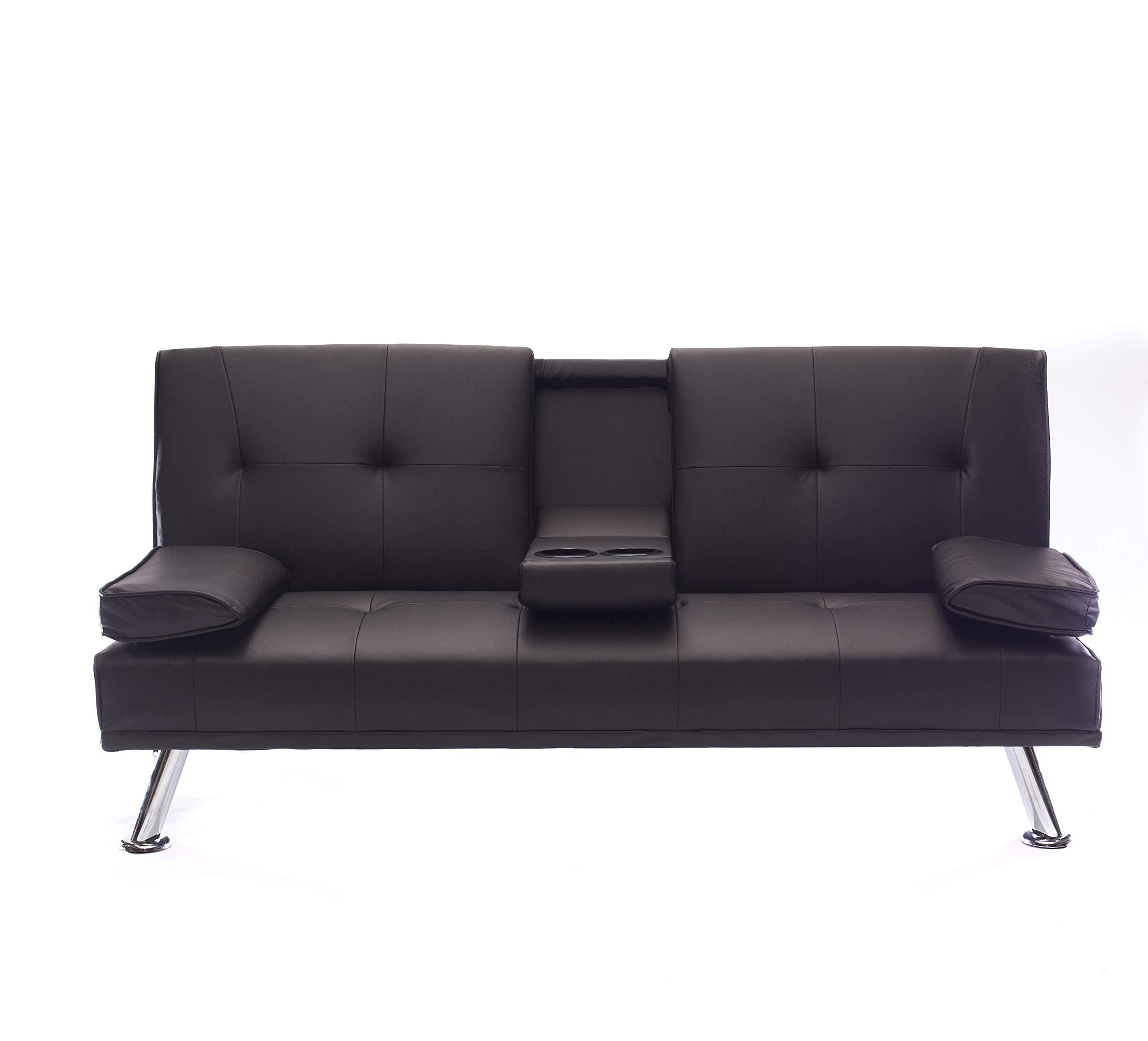 Southern Sofa Beds Sofa bed with drinks holder, chrome Legs Modern dark brown