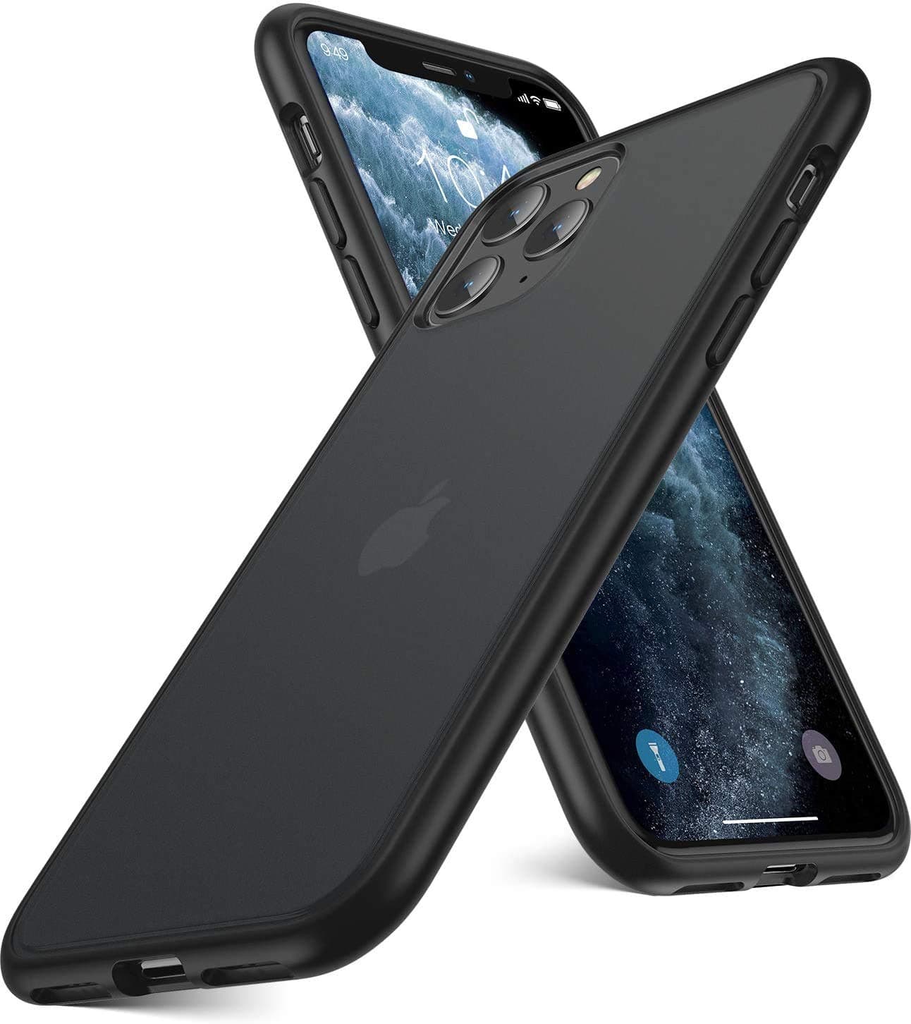 Humixx Military Grade Shockproof Case for iPhone 11 Pro (5.8 inch), [7ft Drop Protection] Matte Transparent Hard Back with Soft TPU Bumper Phone Case Cover - Matte Black