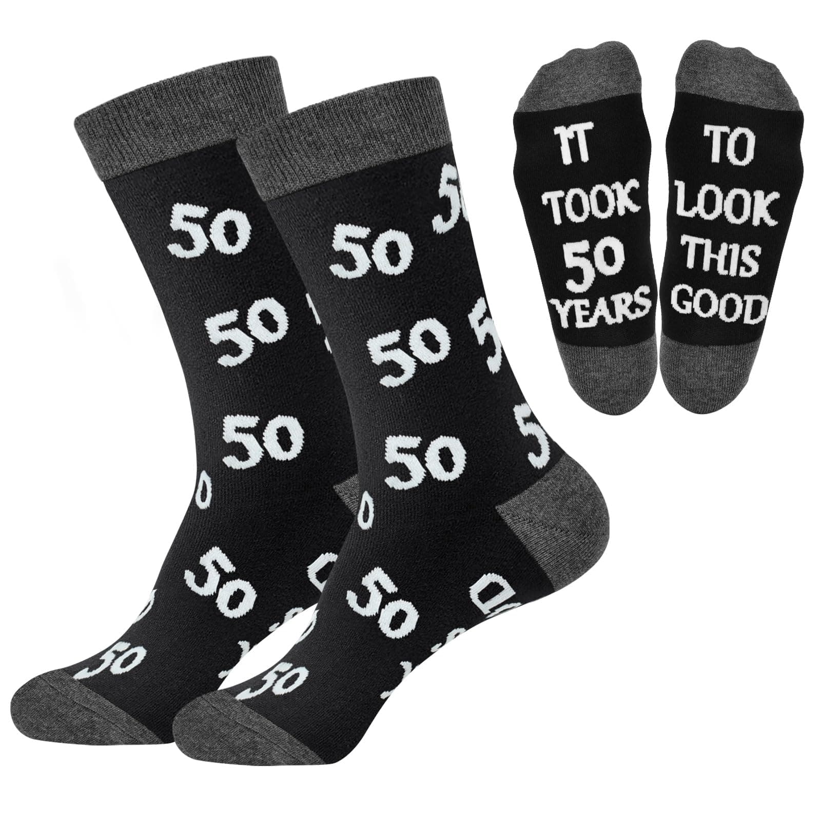 - 40th 50th 60th Birthday Gifts For Him, Men 40th 50th 60th Birthday Decorations, Cool Gifts Funny Crews Black Cotton Socks