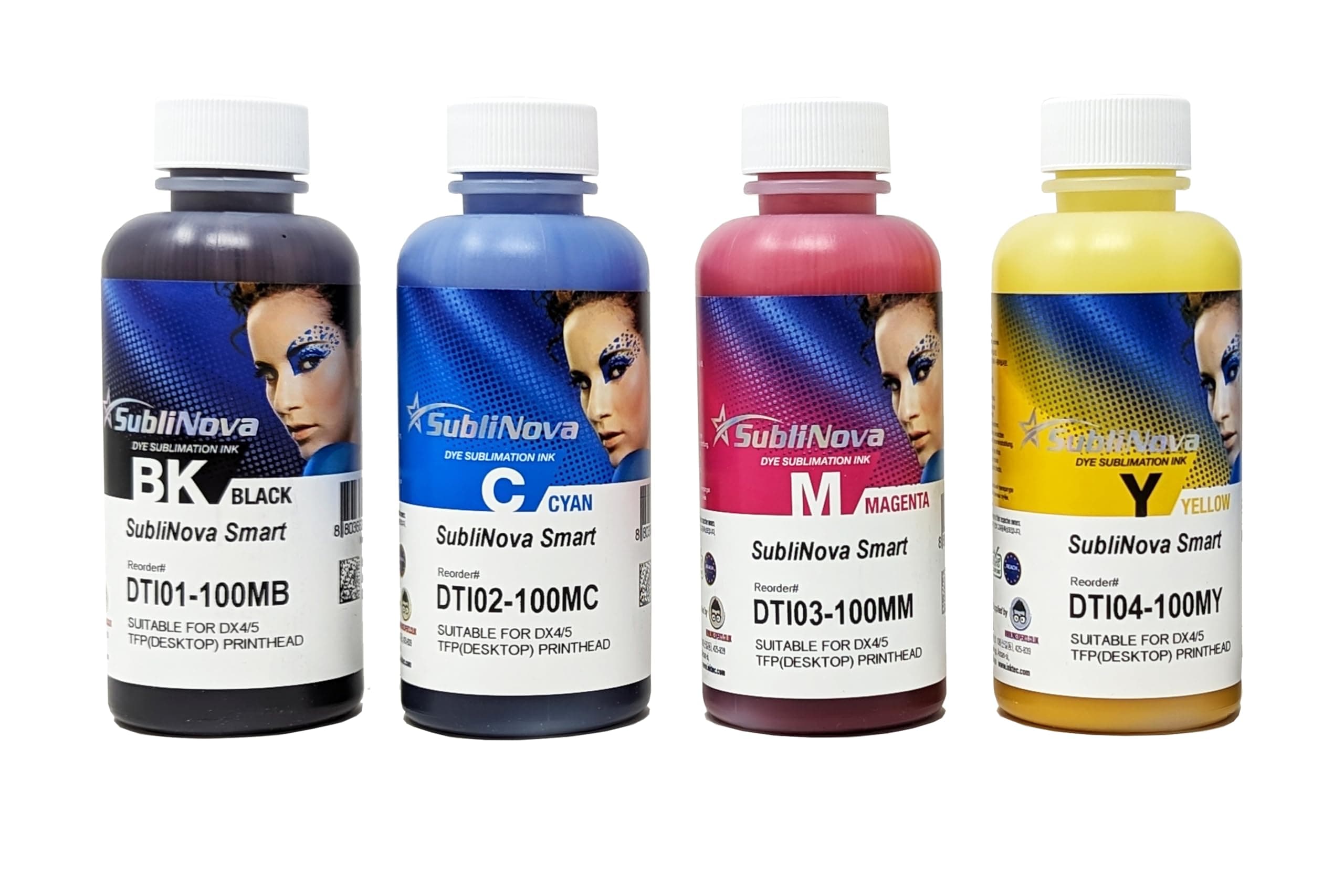 Ink Tec Sublinova Smart DTI Dye Sublimation Inks (4 Colour Set (C,M,Y,K), 100ml)