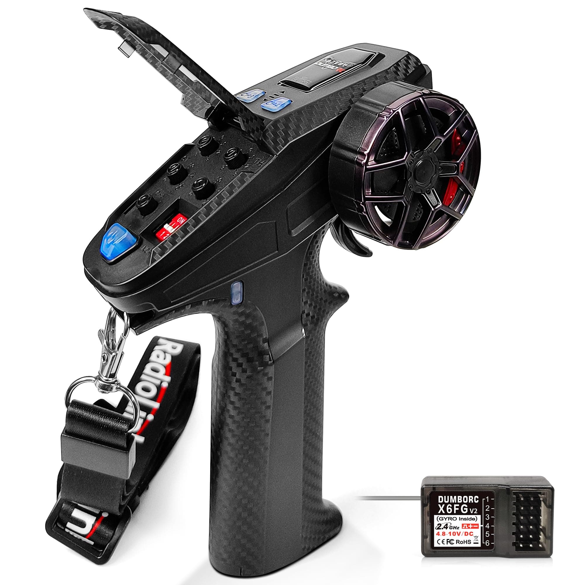 DUMBORC X6PM-350 Mini RC Radio Transmitter 2.4GHz 6CH with X6FG Gyro Receiver with Low Voltage Alarm and Fail-Safe Function, Mixed Mode for RC Vehicles and Boats, Model Parts