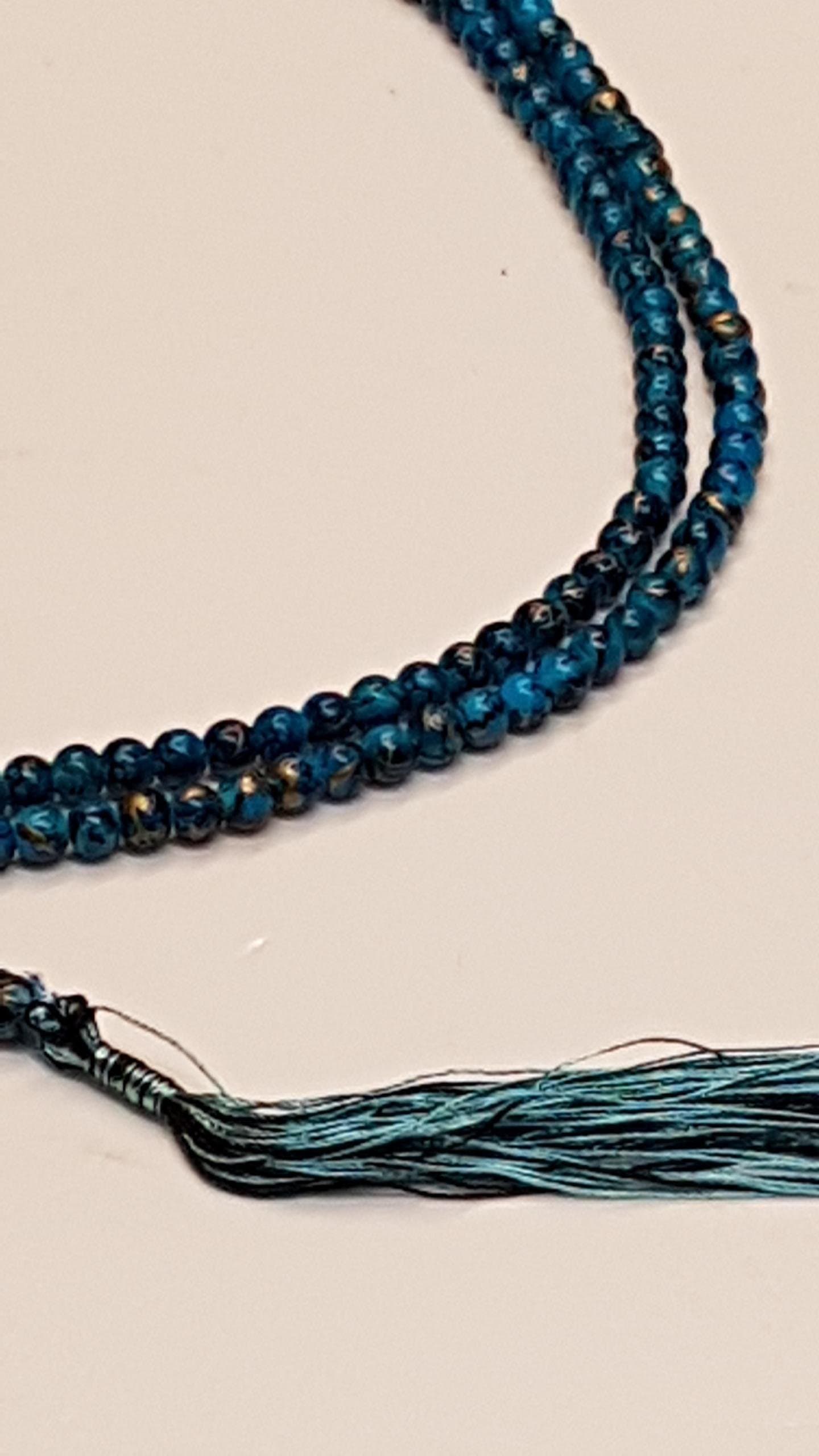 Blue Plastic Flecked with Gold 99 Bead Tasbeeh/Thikr Beads
