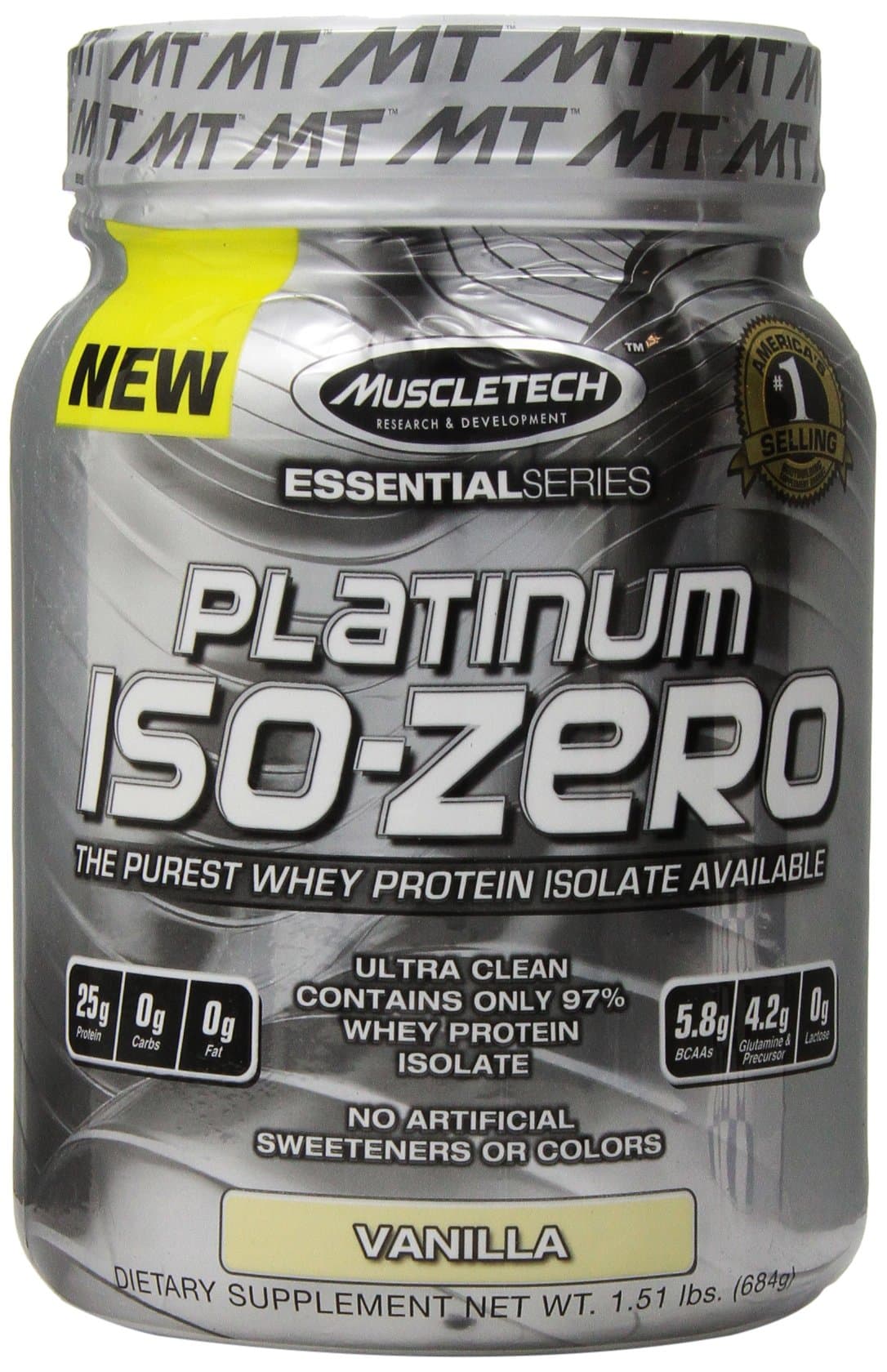 MuscleTech Platinum ISO Zero, The Purest Whey Protein Isolate Available, Vanilla, 1.51 lbs (684g)