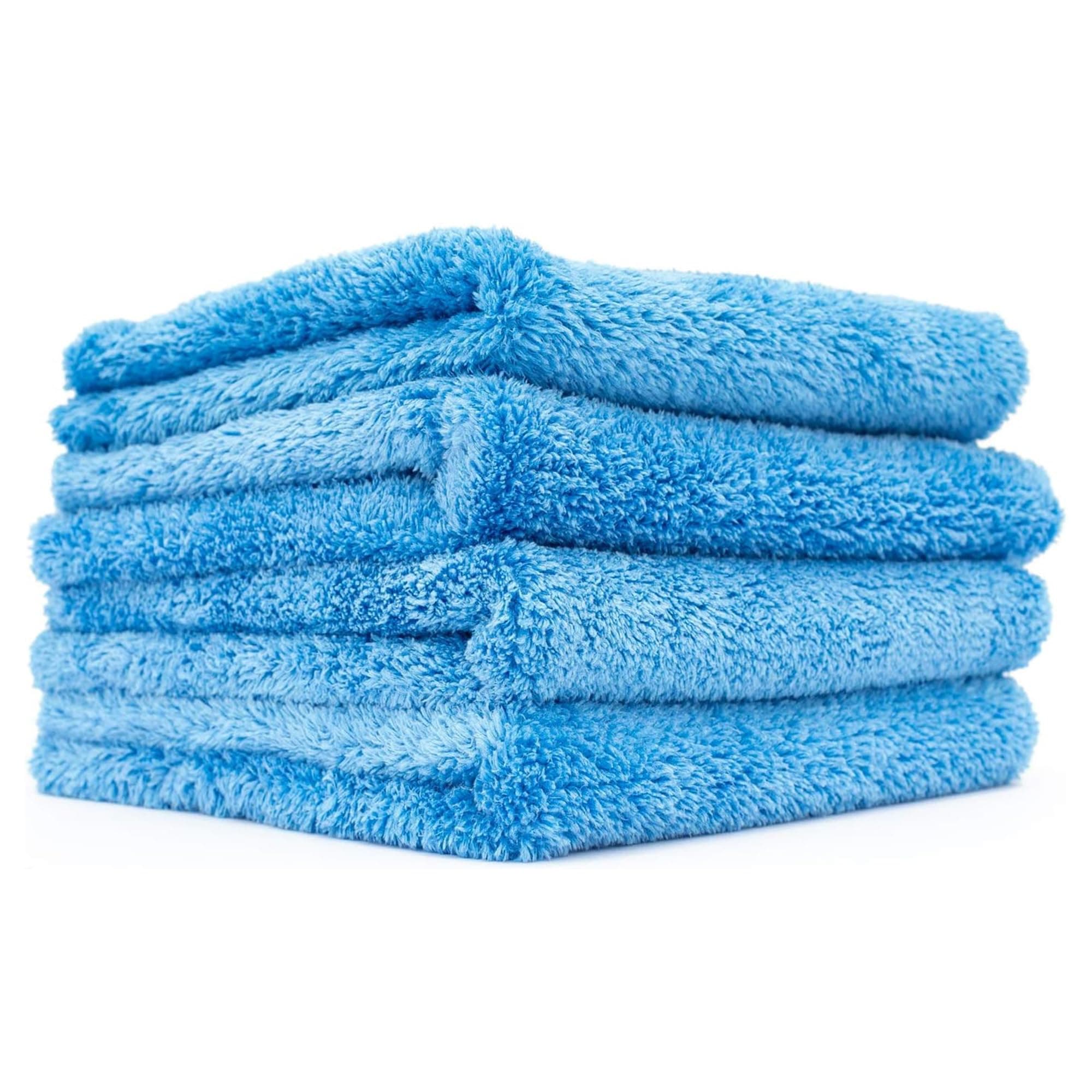 The Rag Company - Eagle Edgeless 500 (4-Pack) Professional Korean 70/30 Blend Super Plush Microfiber Detailing Towels, 500GSM, 16in x 16in, Blue