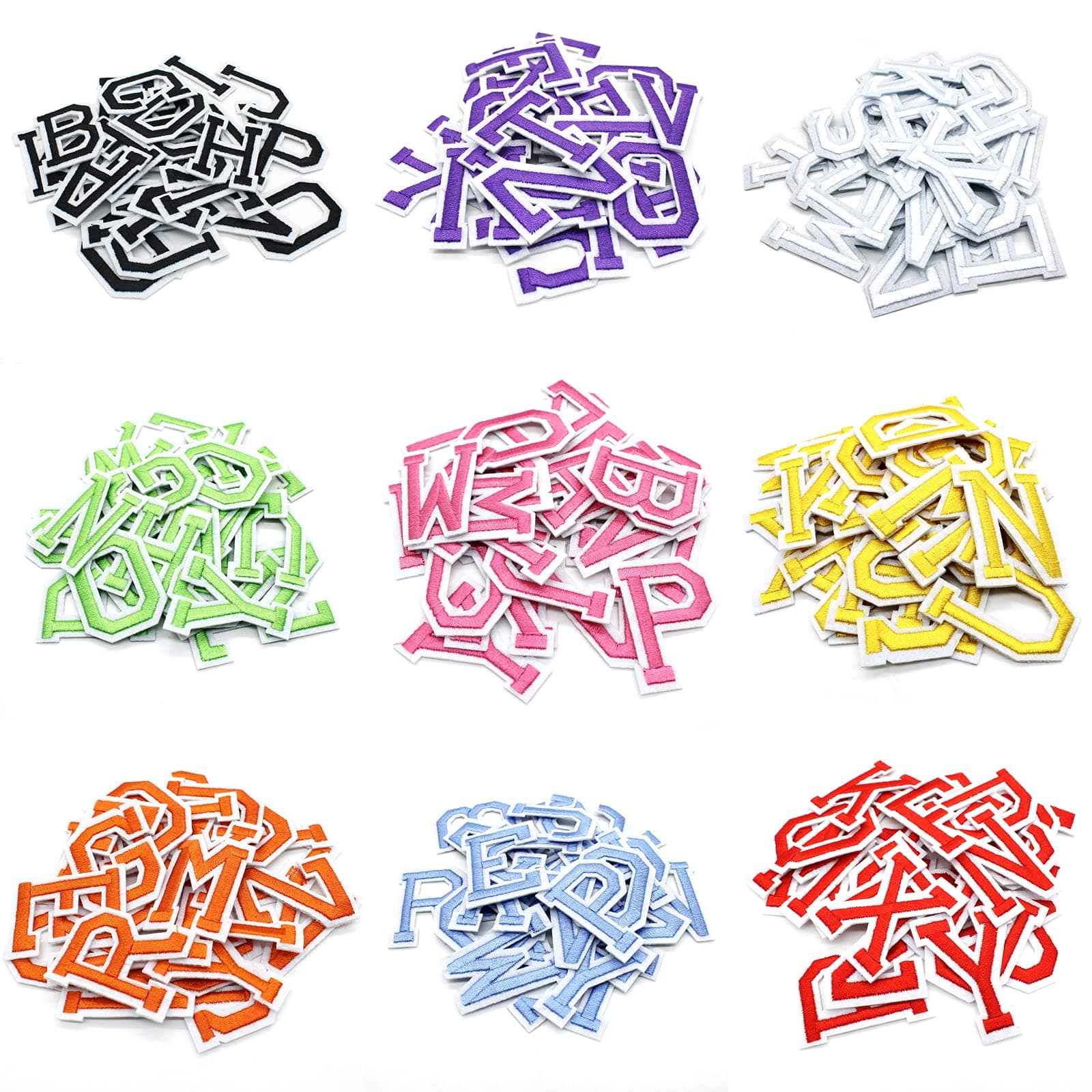 Iron on Letters for Clothing,9 Set Iron on Patches for Clothing,234 Pieces Letter Patches for Clothing,1.6” x 2” (9 Color)
