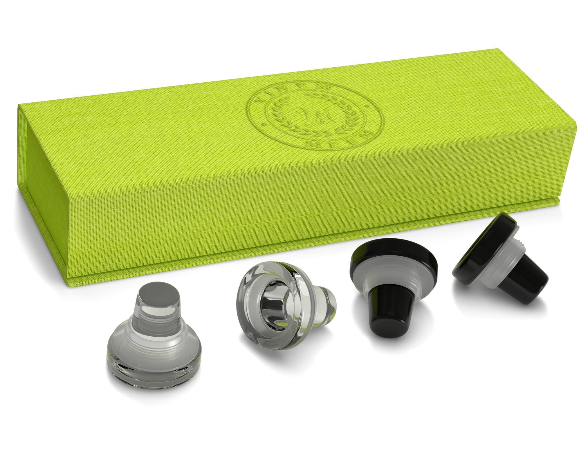 Unique Glass Bottle Stoppers - Top Quality Czech Crystal - Set Of 4 Deluxe Wine Beverage Savers - Reusable Decorative Preserver Stopper Kit - Fit Any Flask - Air Tight Vacuum Sealing For Easy Storage