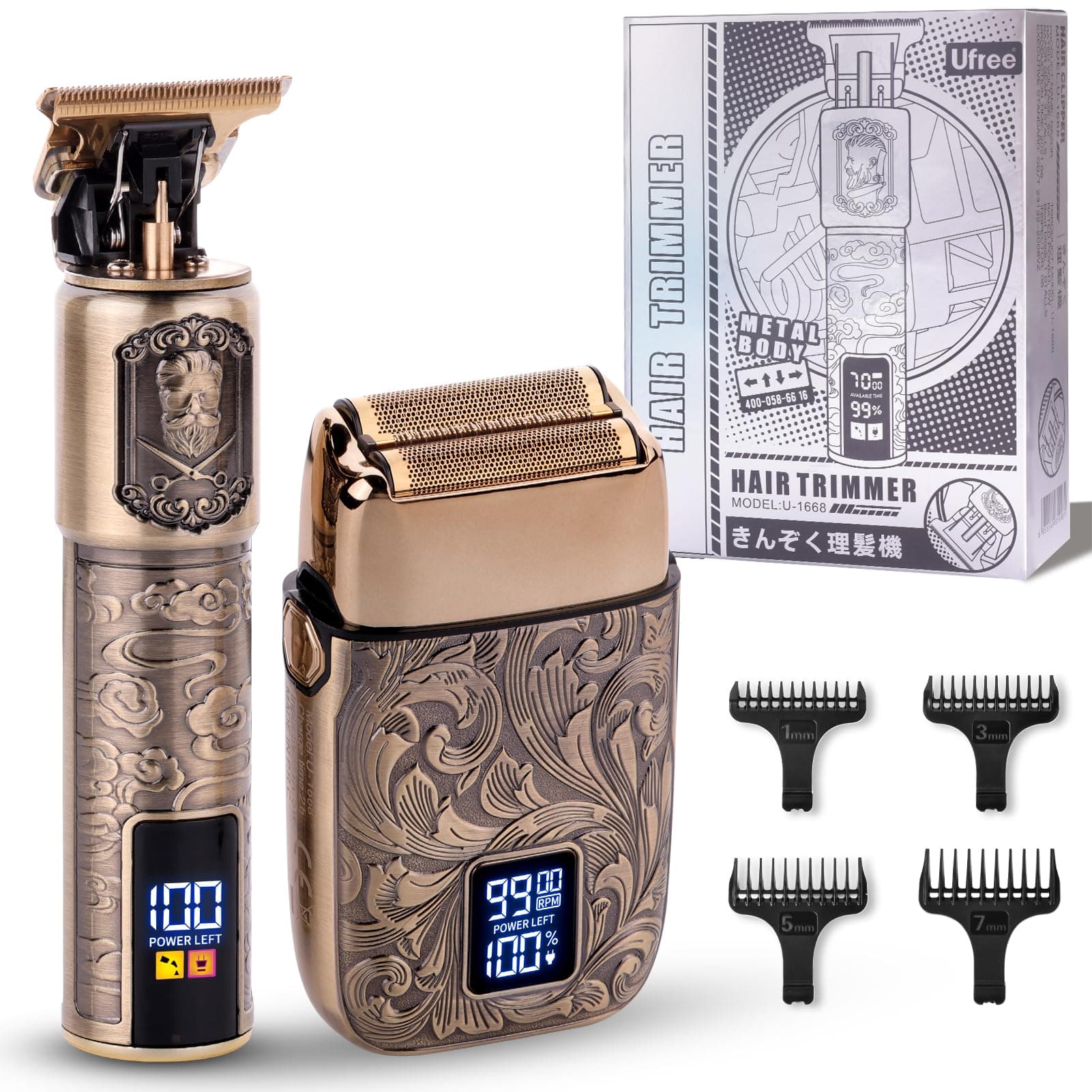 Ufree Electric Foil Shaver and Beard Trimmer Men, Electric Shavers Razor Hair Clippers for Mens Rechargeable Cordless, Mens Grooming Kit with 4 Guards, Close Shave, Gifts for Men