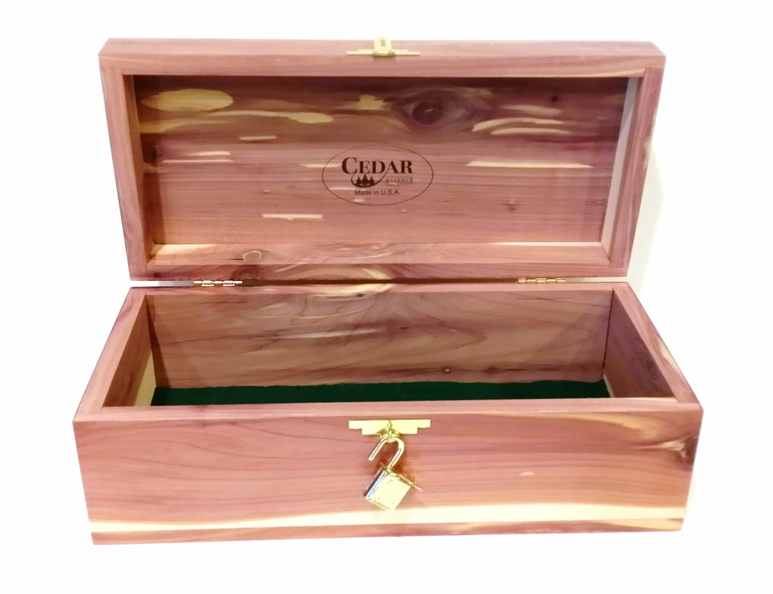 Cedar Essence Keepsake or Memory Box 12"L x 5.5"W x 4.25"H Stamped with Lock & Key (Large)