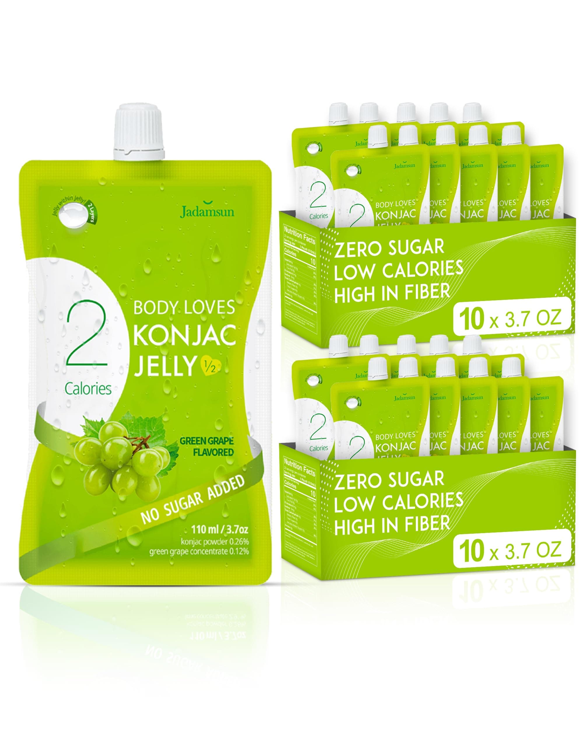 Jadamsun Konjac Jelly Juice (Grape, 20 pcs) - Delicious Low-Calorie Healthy Korean Snack, Drinkable Fruit Snack, Sugar-Free, Vegan, Gluten-Free