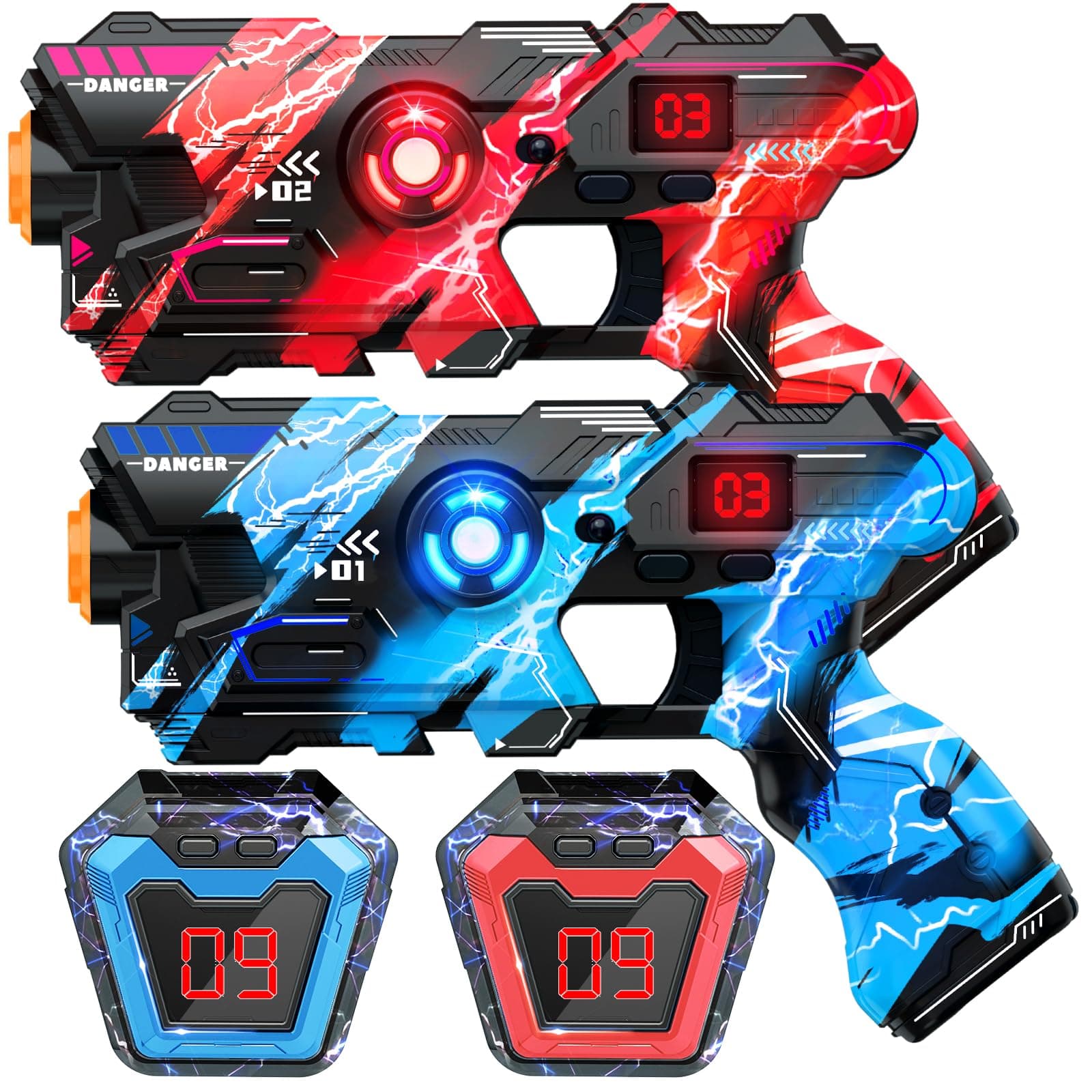 Laser Tag Guns Set of 2 with Digital LED Score Display Vests Laser Tag Inoor Outdoor Toys for Kids Ages 8 9 10 11 12+ Boys Girls Children Teens Adults Birthday Gifts Toys Christmas Blue/Red