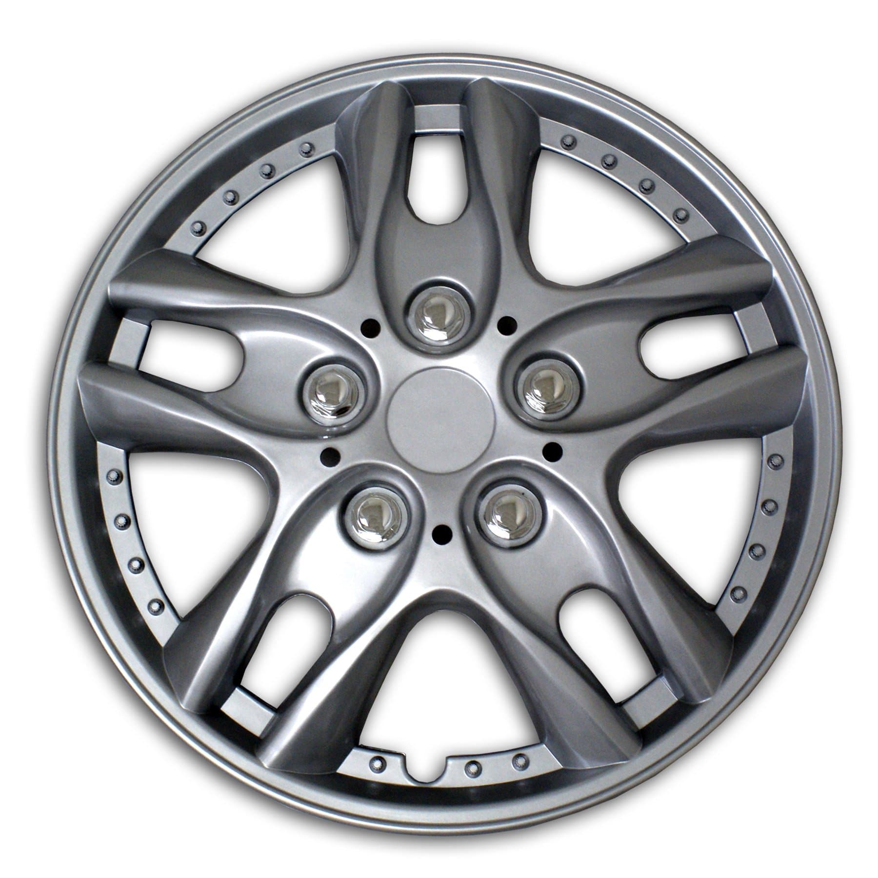 TuningPros WSC2-001S16 Hubcaps Wheel Skin Cover Type 2 16-Inches Silver Set of 4