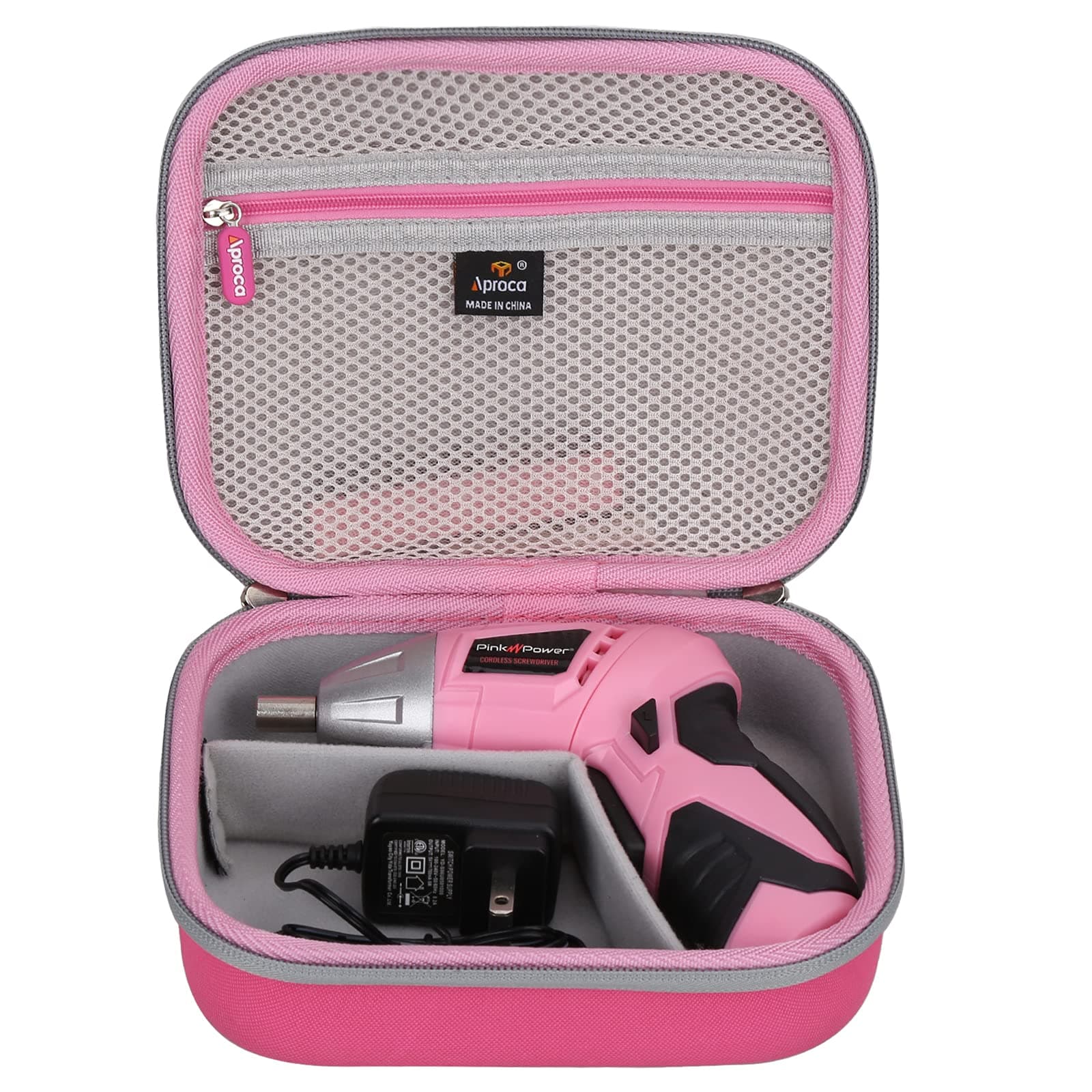 Tool Case Compatible with Hi-Spec 27pc Power Screwdriver Set, Portable Storage Bag for Cordless and Accessories - Pink (Case Only)