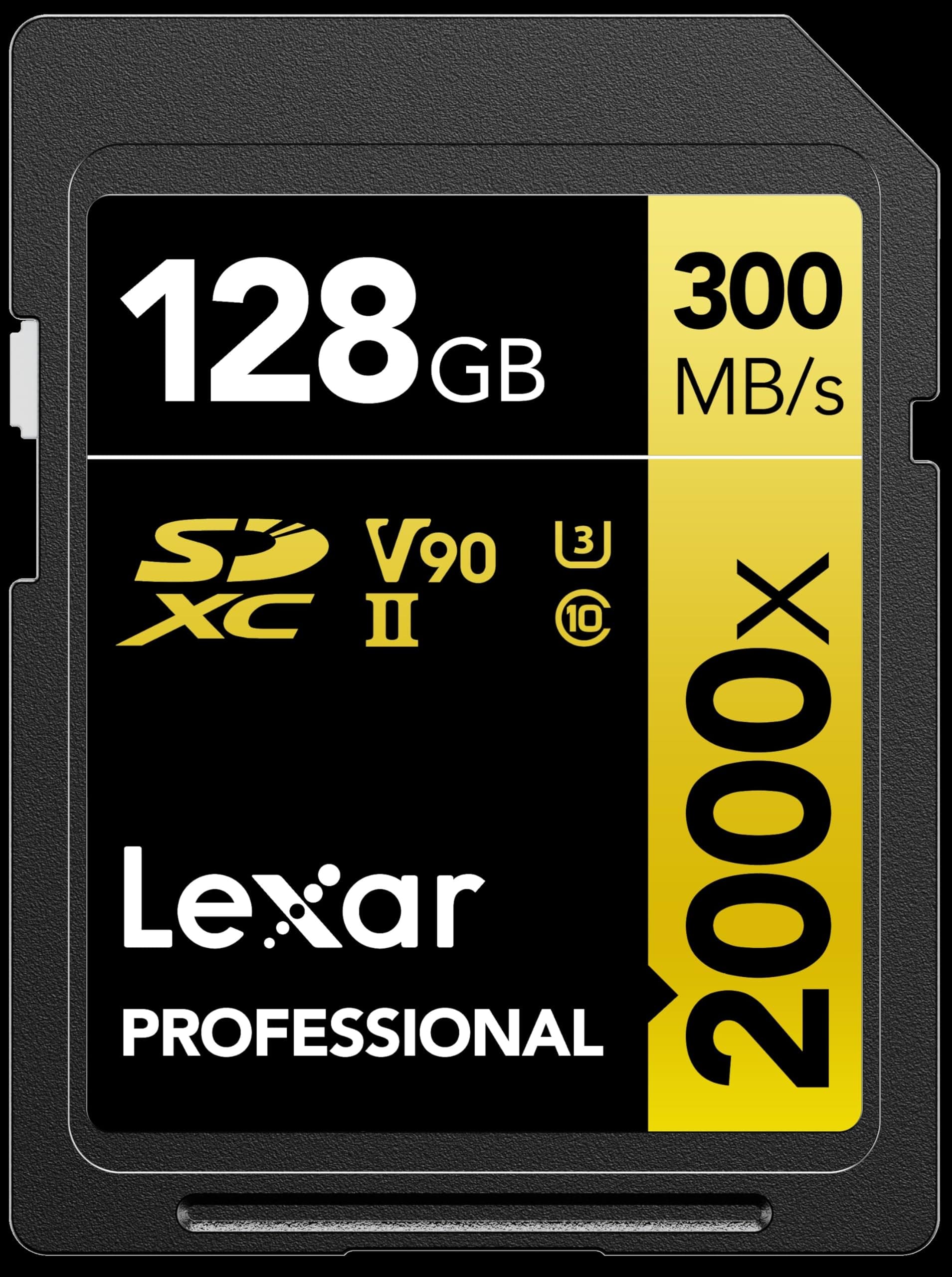 Professional 2000x 128GB SDXC UHS-II Card, Up To 300MB/s Read, for DSLR, Cinema-Quality Video Cameras (LSD2000128G-BNNNU)