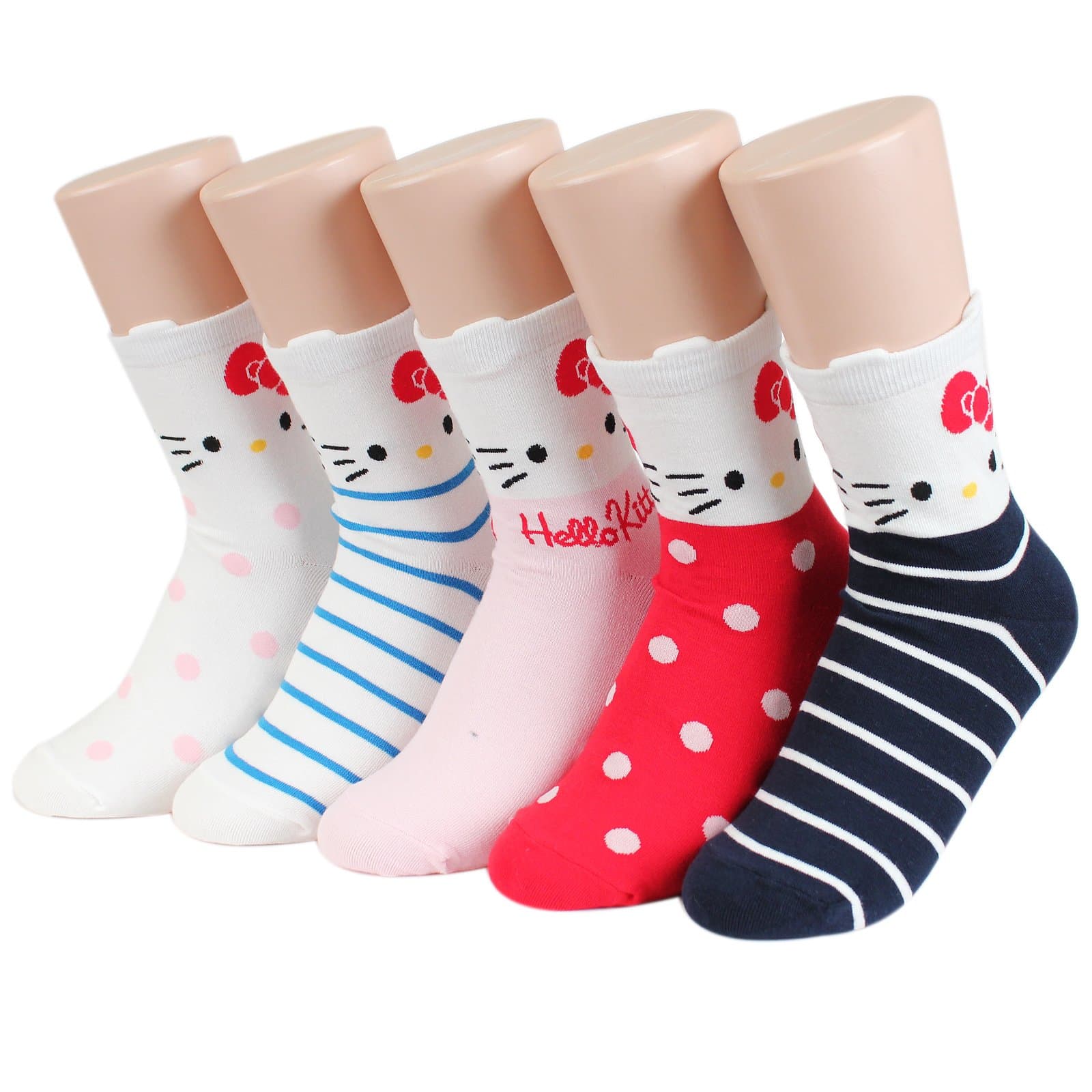 kikiyasocks Socksense Hello Kitty Character Series Women's Original Crew Socks (Kitty Me_5pairs)