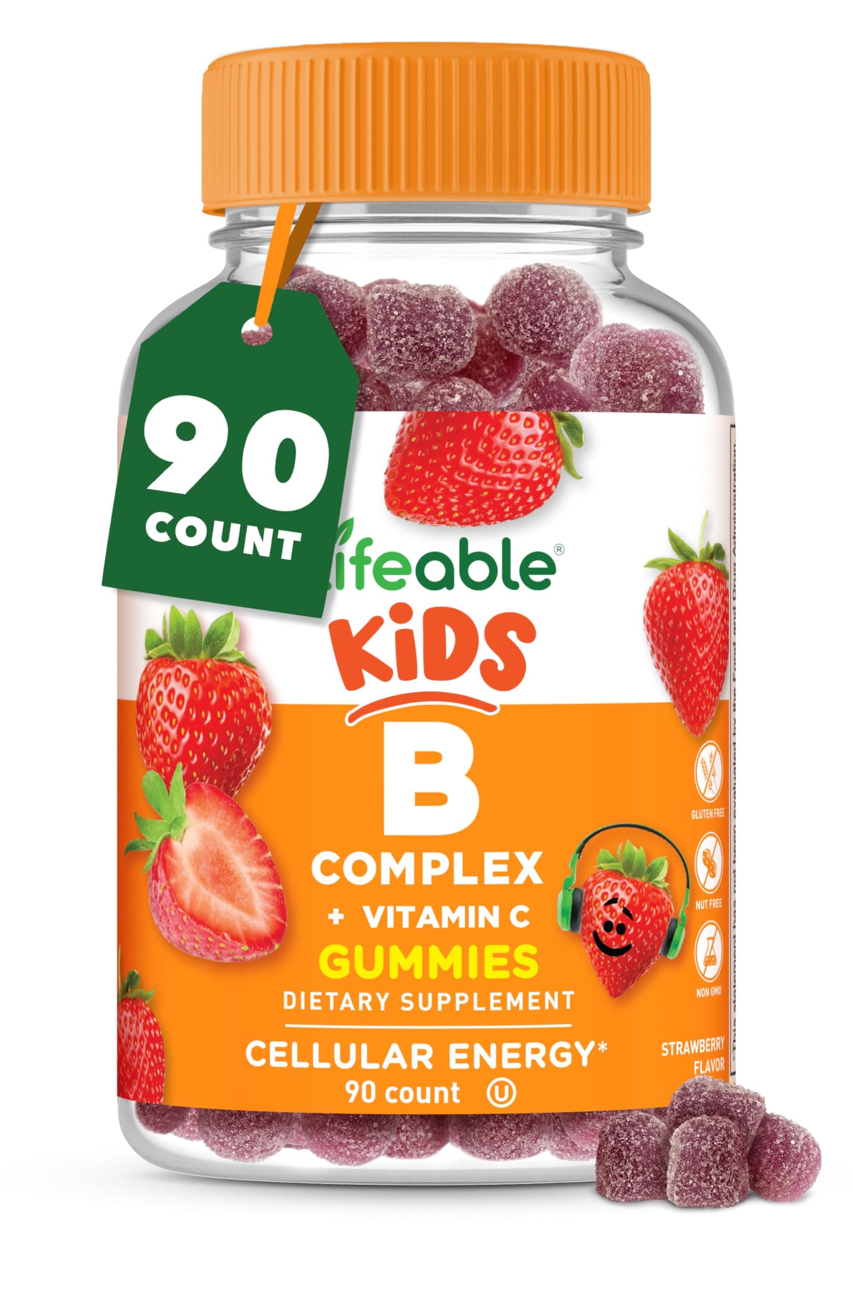 Vitamin B Complex for Kids | with VIT C | Great Tasting B Complex Gummies | Vegan Kids B Complex | Energy and Nerve Support | 90 Gummies