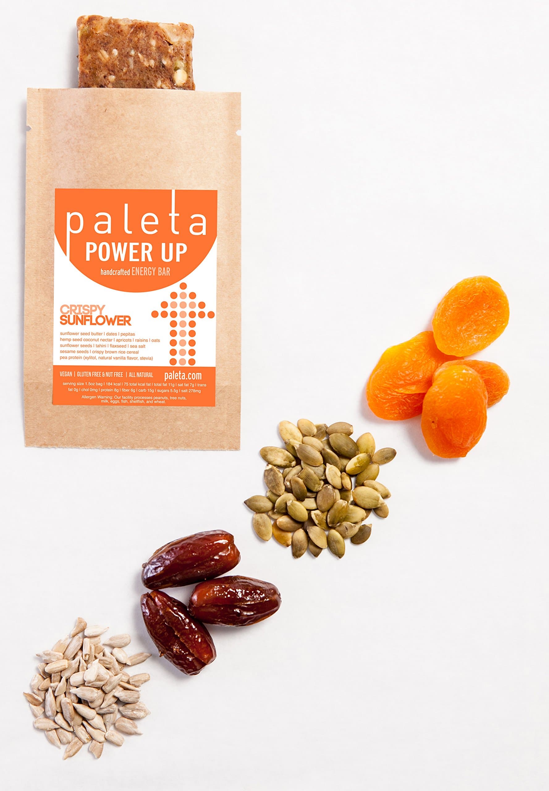 PALETA POWER UP Hand-Crafted Energy Bars Crispy Sunflower 10 Pack