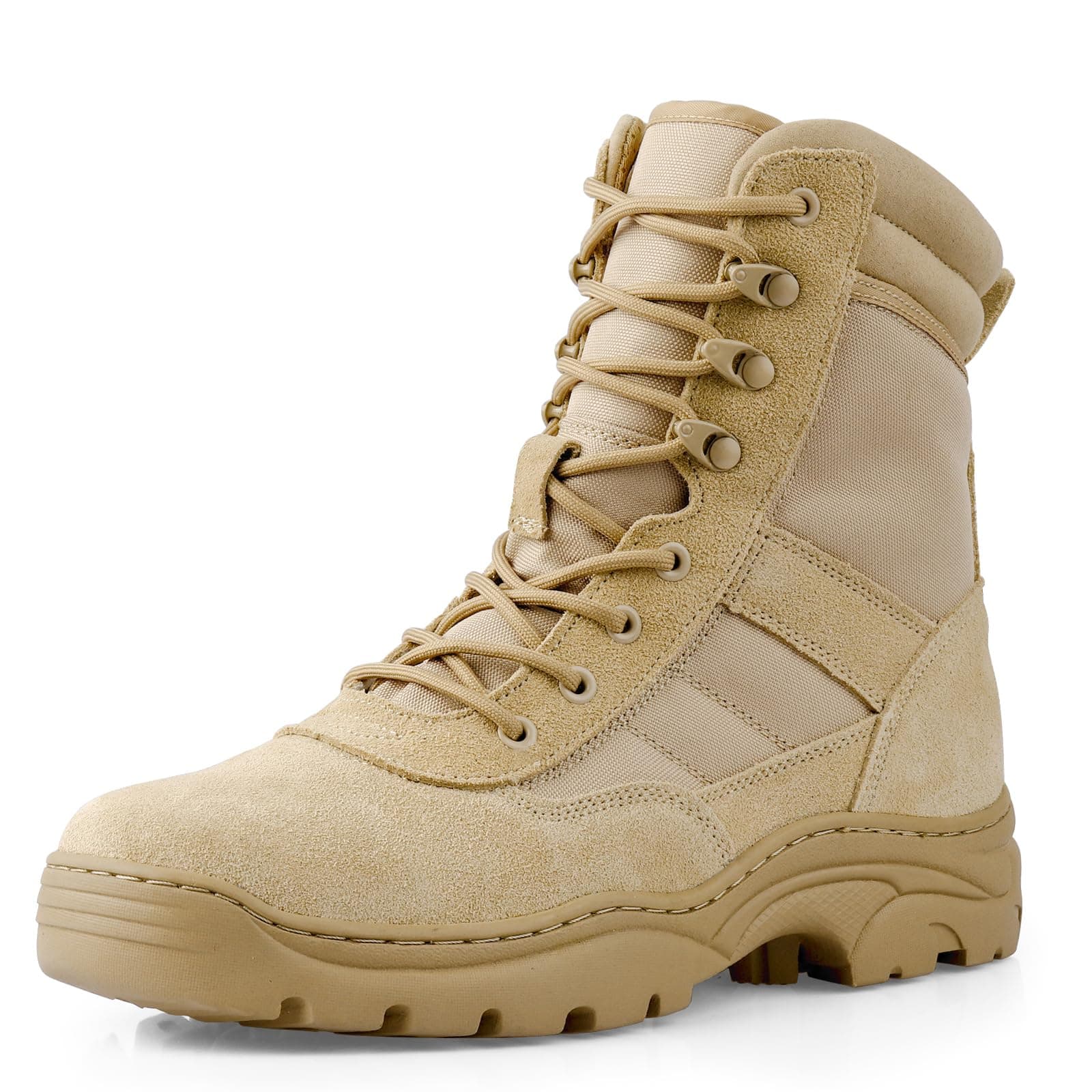 Military Tactical Combat Boots for Men Side Zipper Army Police Work Boots Anti-slip for Security Duty Desert