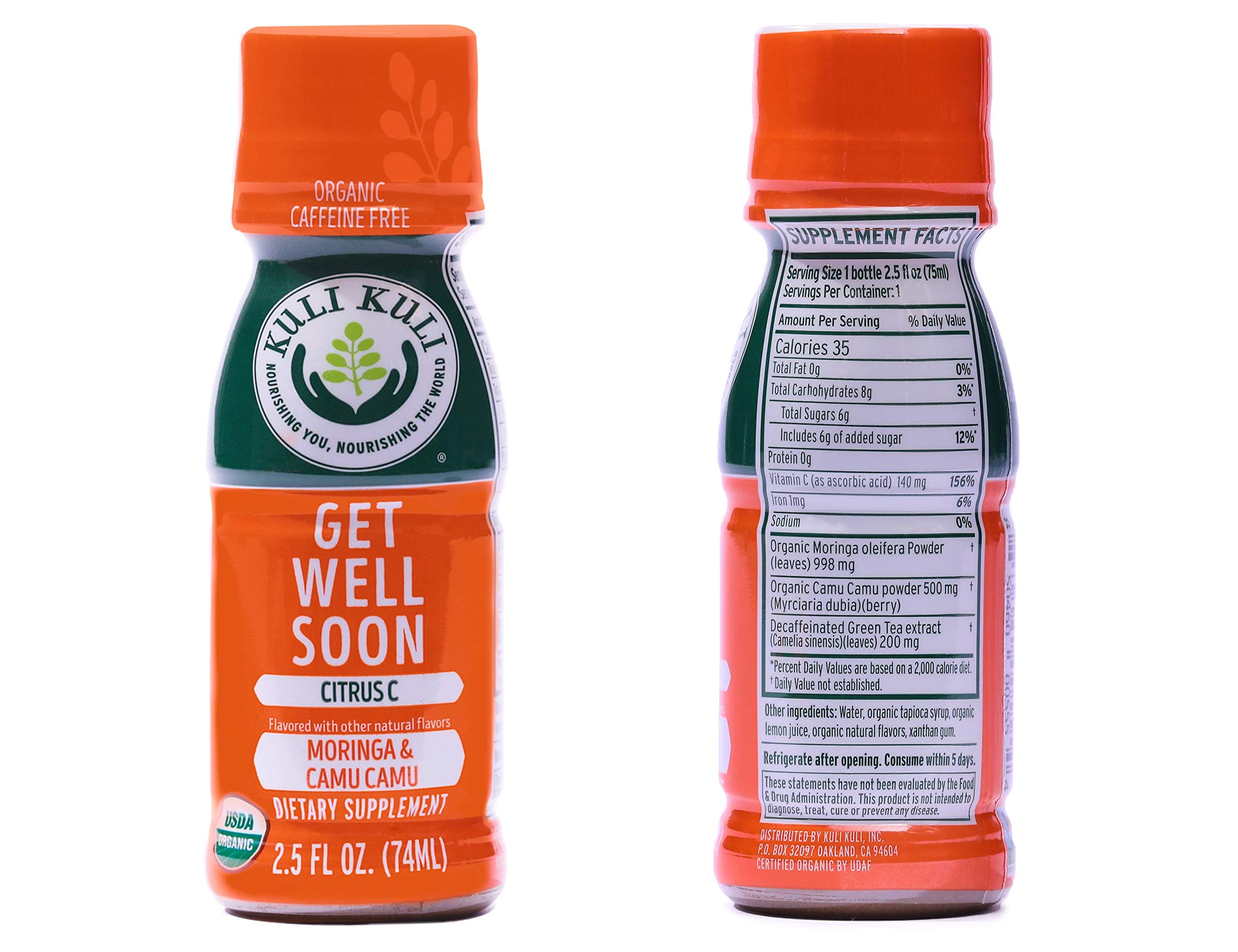 Kuli Kuli Wellness shots, Organic Immunity Booster includes Moringa, Camu Camu, & Real Lemon Juice, Immunity shots, Get Well Soon, 2.5 Oz., 12 Count