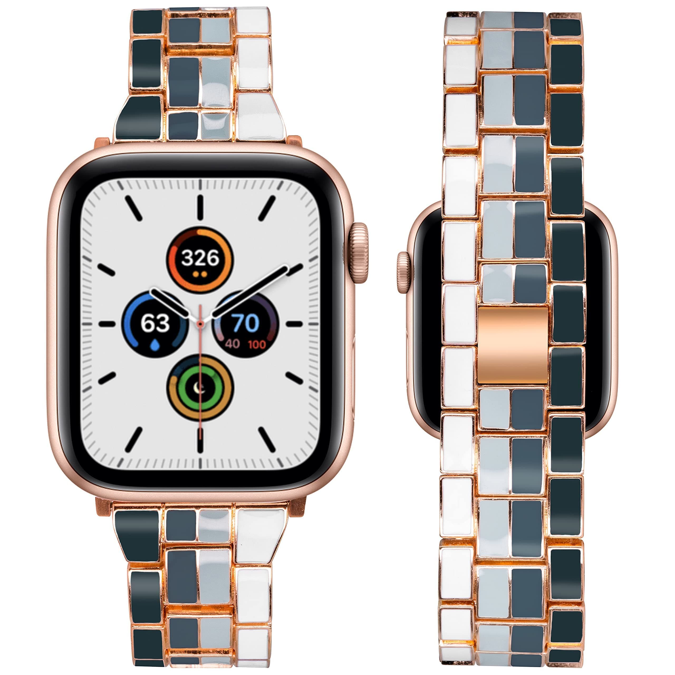 Watch Band Compatible with Apple Watch 38/40/41mm Colorful Solid Stainless Steel Metal Fashion Wristband Bracelet Women Strap for iWatch Series SE/7/6/5/4/3/2/1