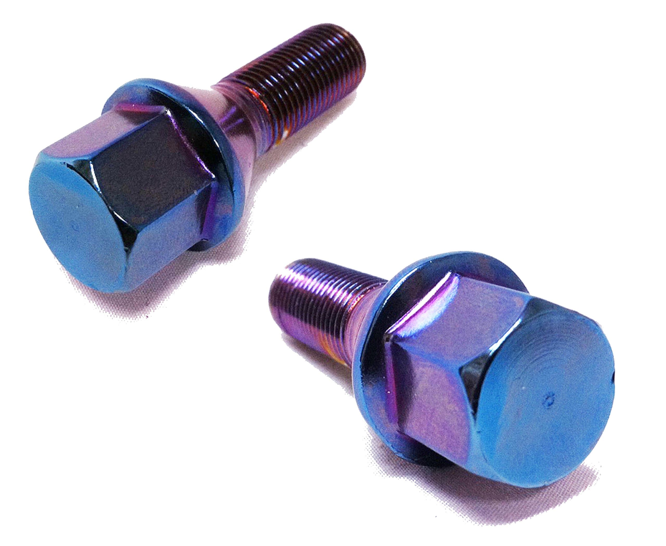 Mevius 40601UN Blue Neon 14mm x 1.5" x 27mm Thread Size Cone Seat Lug Bolt, (Set of 20)