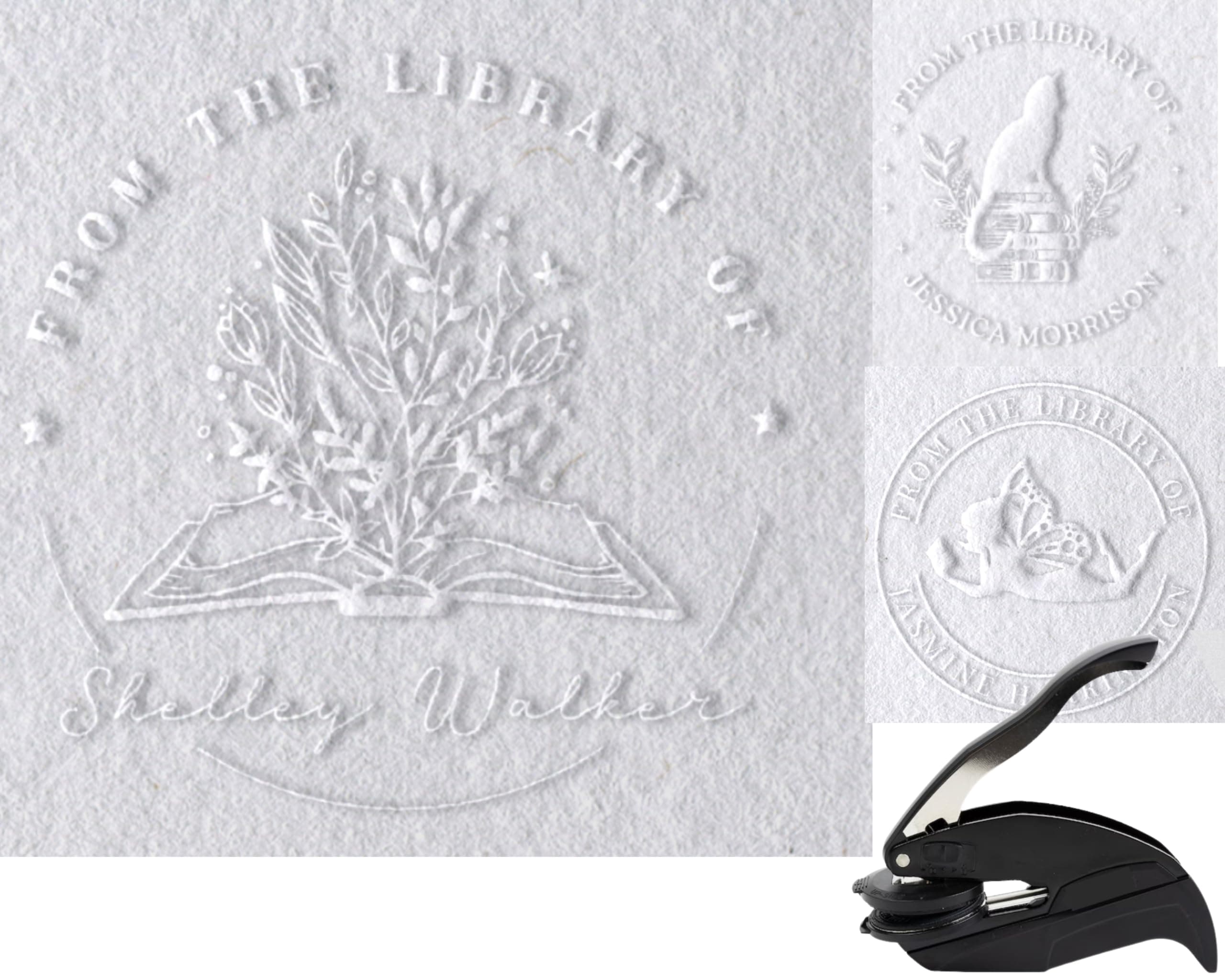 Personalized Library Stamp - Self Inking, Wood Handle or Embosser - Choose Your Color, Style & Design - Custom Library Stamp - Pickled Stamps | Made in USA| Custom Library Book Stamp (Design 1)