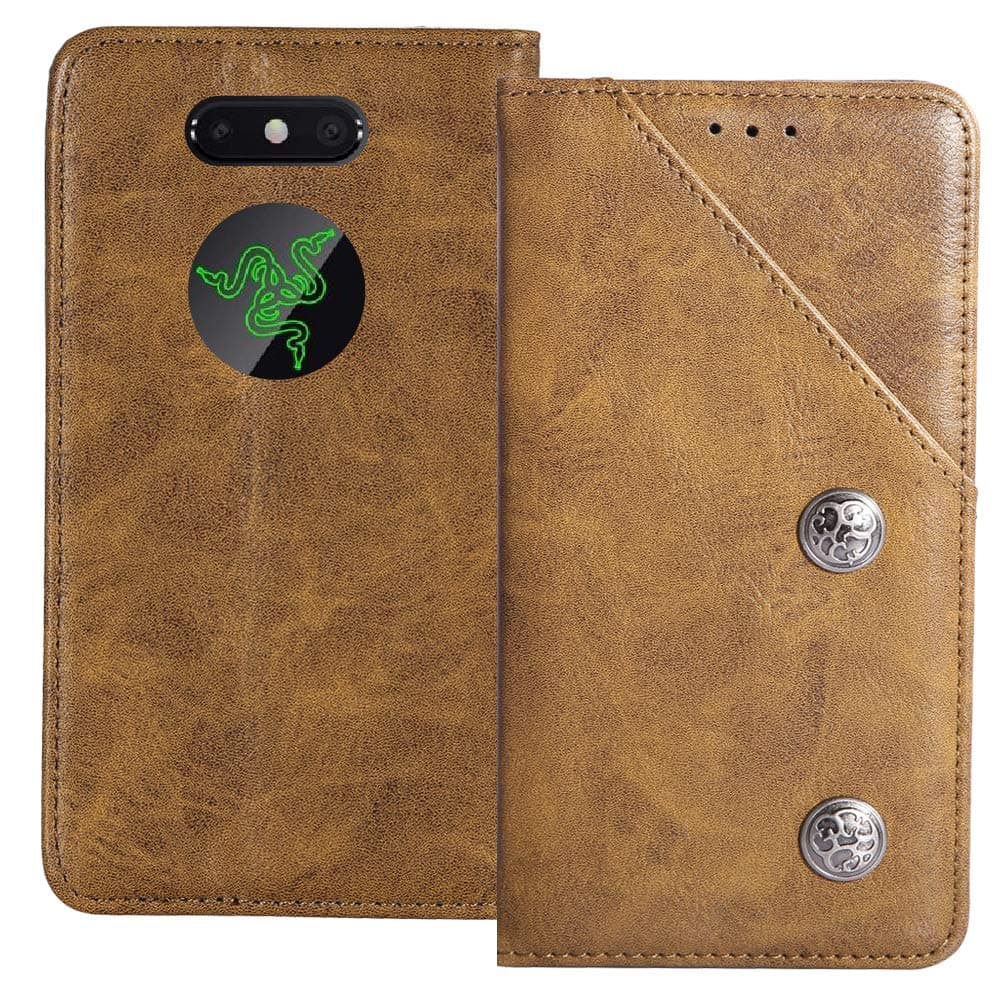 YLYH Flip Genuine Leather Wallet Phone Case For Razer Phone 2 5.72 inch TPU Silicone Card Slots With Stand Protector Cover Etui Brown