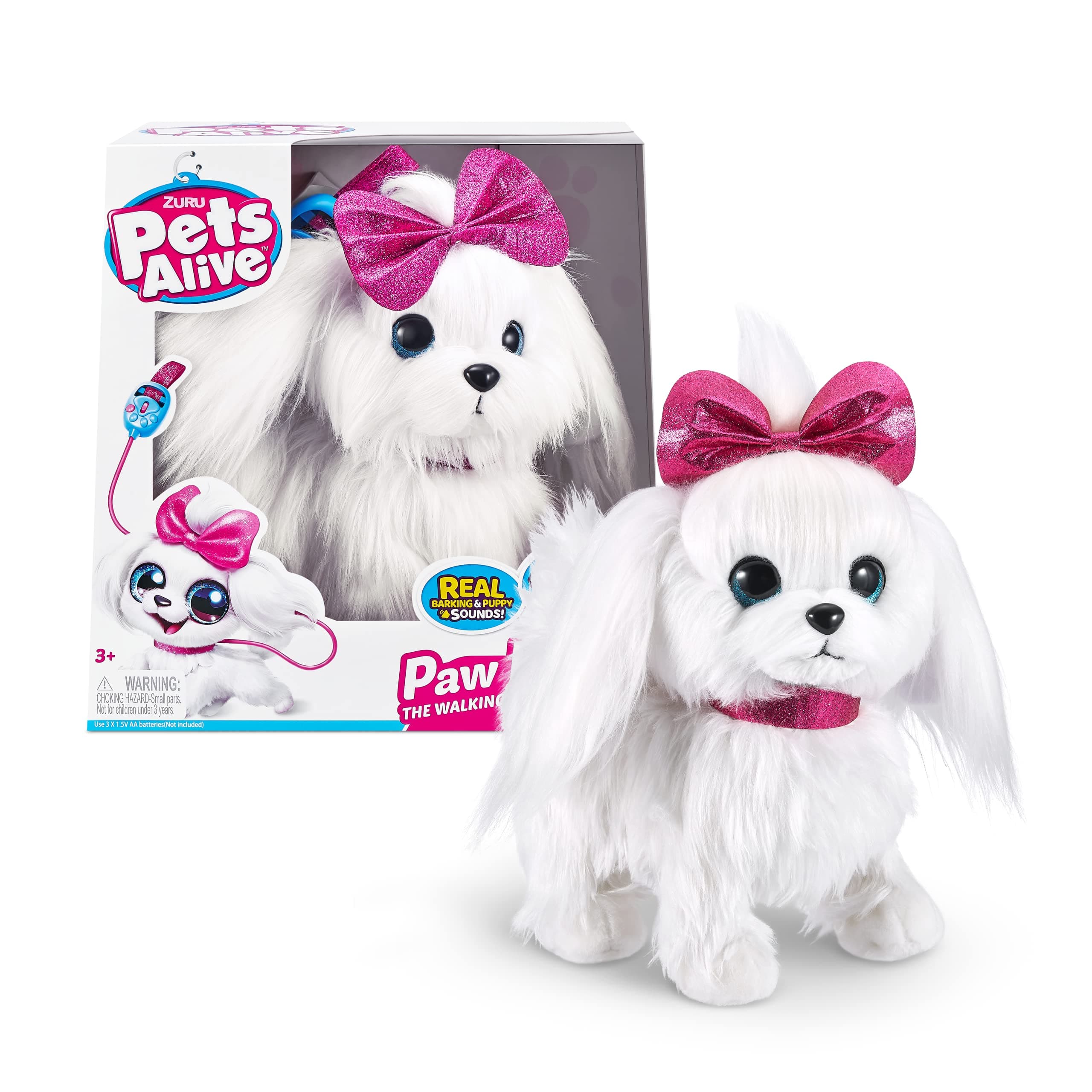 Lil' Paw The Walking Puppy by ZURU Interactive Dog That Walk, Waggle, and Barks, Interactive Plush Pet, Electronic Leash, Soft Toy for Kids and Girls