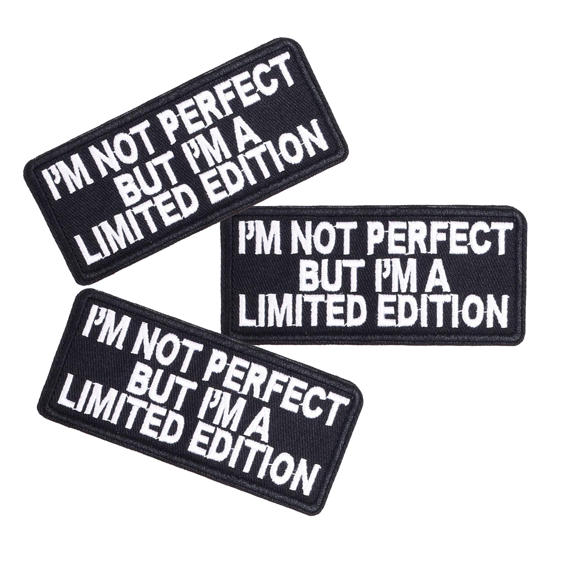 U-Sky Sew or Iron on Embroidered Patches | I AM NOT Perfect BUT I AM A Limited Edition Motivational Appliques | Self-Acceptance Saying Decals | Hats Jeans Demin Jackets | 3.94"x1.77" 3PCs Pack