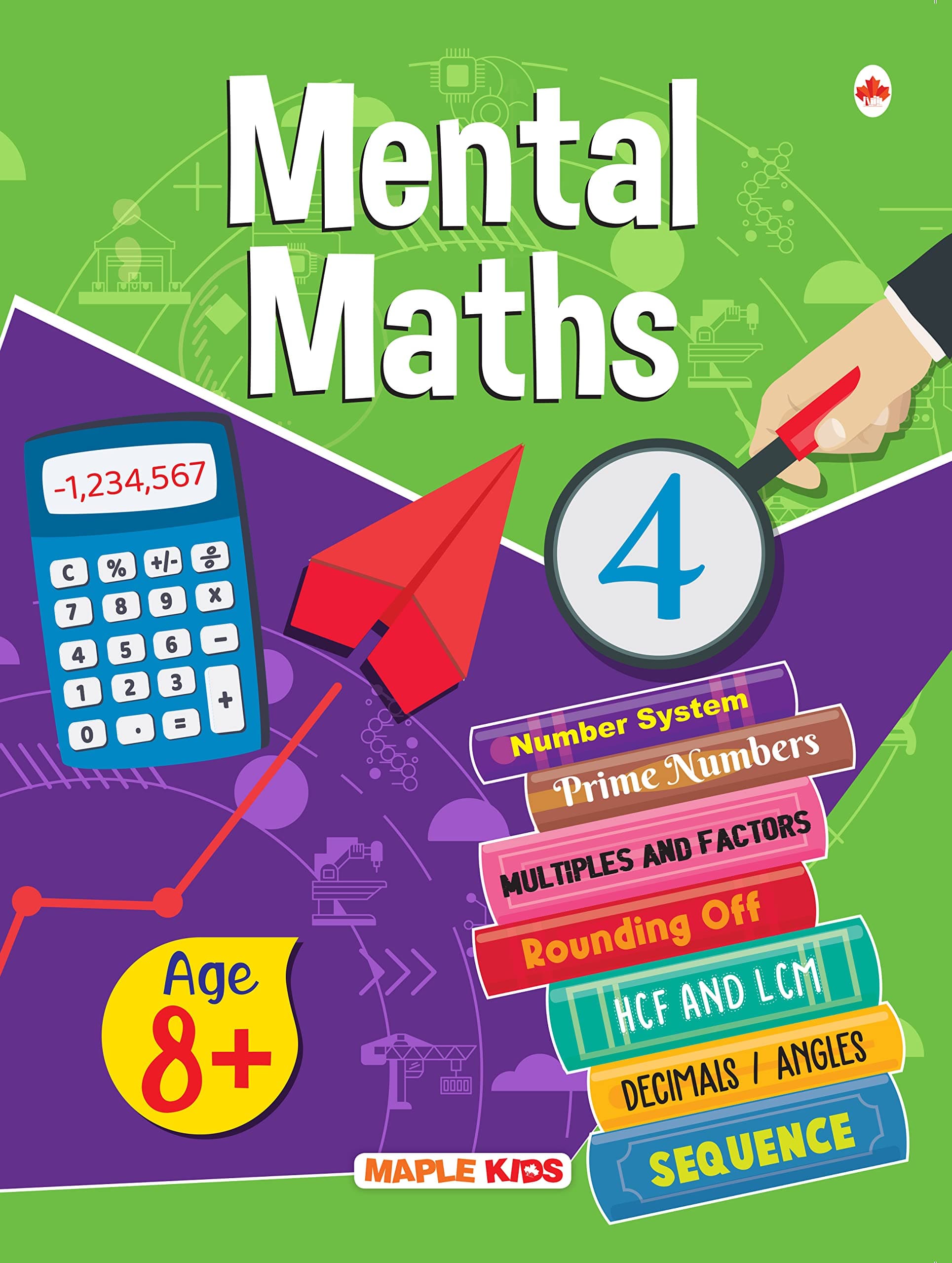 Mental Maths - Mathematics Activity Book 4 for class 4+, Age 8+ Years - Prime Numbers - Multiples and Factors - HCF and LCF - Mental Math for Kids - Math Activity Book for Children