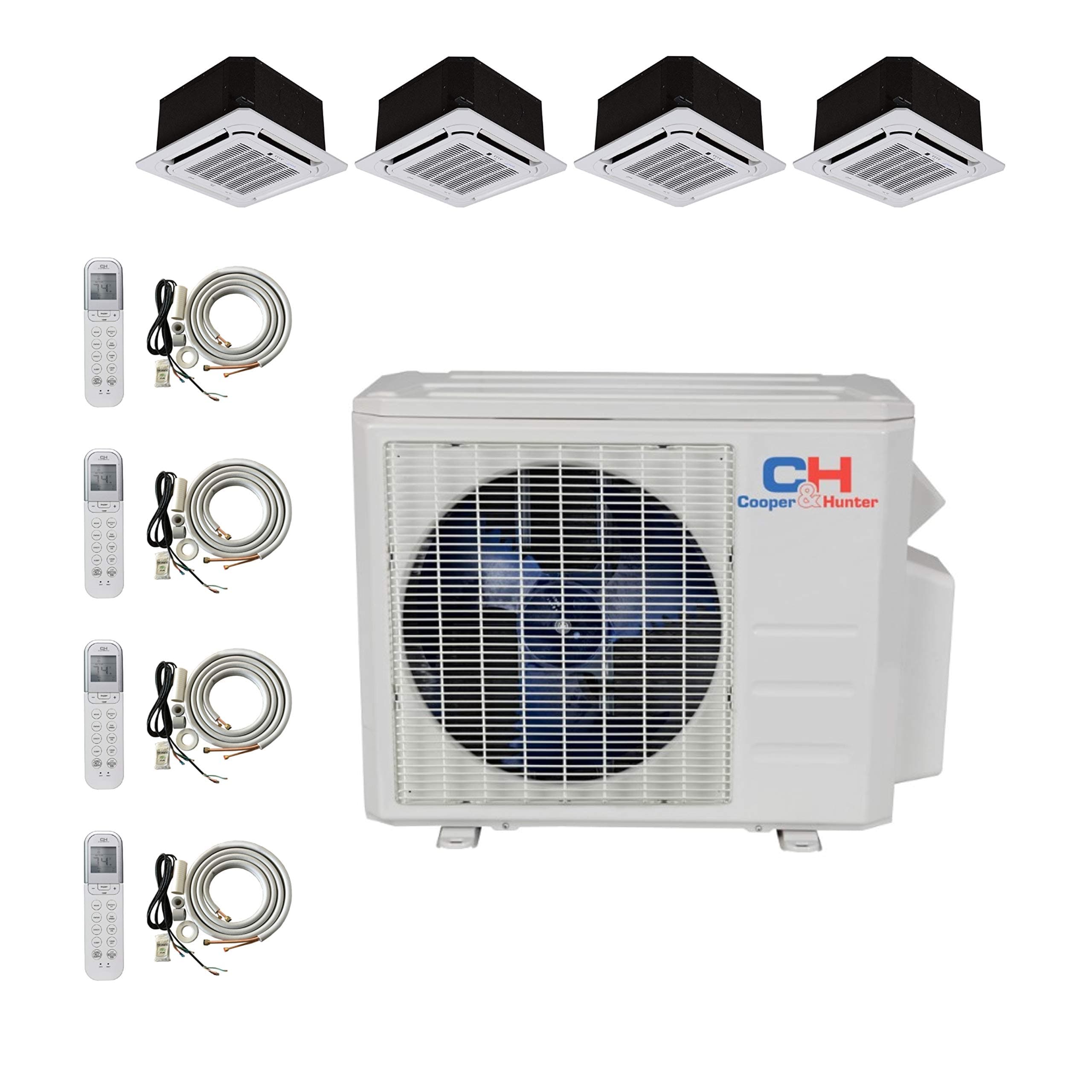 Quad 4 Zone Ductless Mini Split Ceiling Cassette Air Conditioner Heat Pump 9000 9000 9000 9000