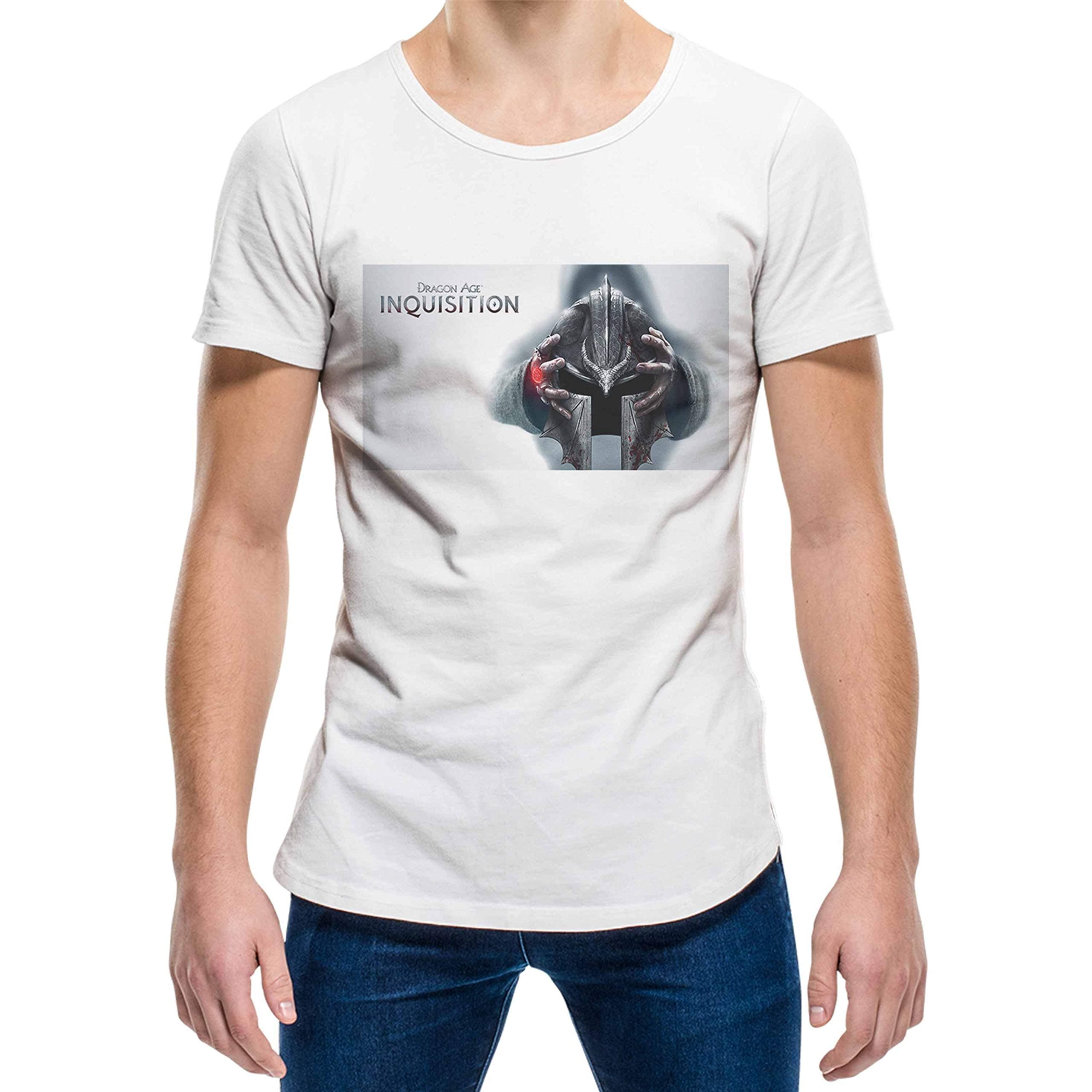 Upteetude Dragon Age Inquisition White Round Neck Graphic T Shirt For Men X-Large