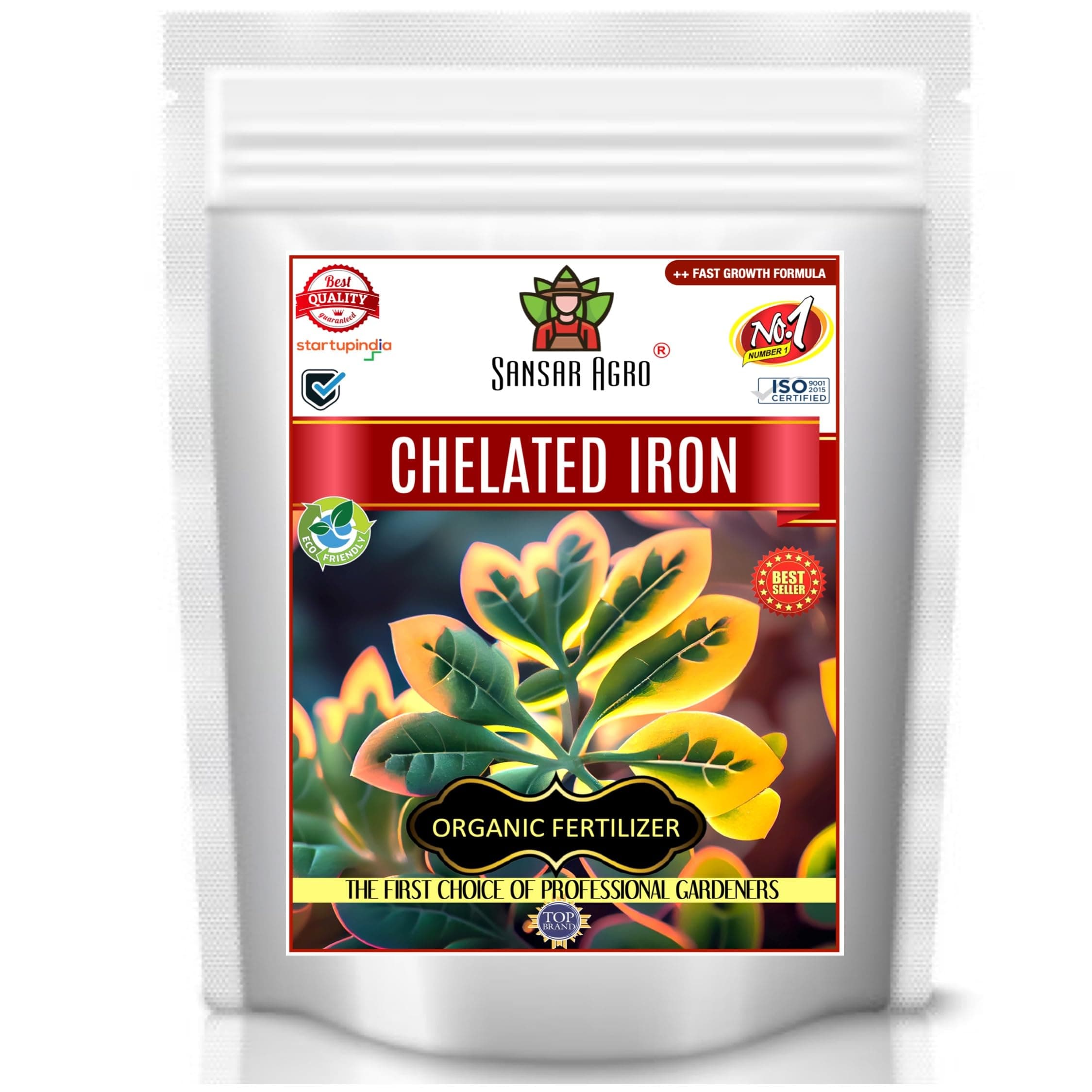 Sansar Agro® Chelated Iron, Powerful Essential Organic Fertilizer for Fast Growth of All Plants. (1800 gm)