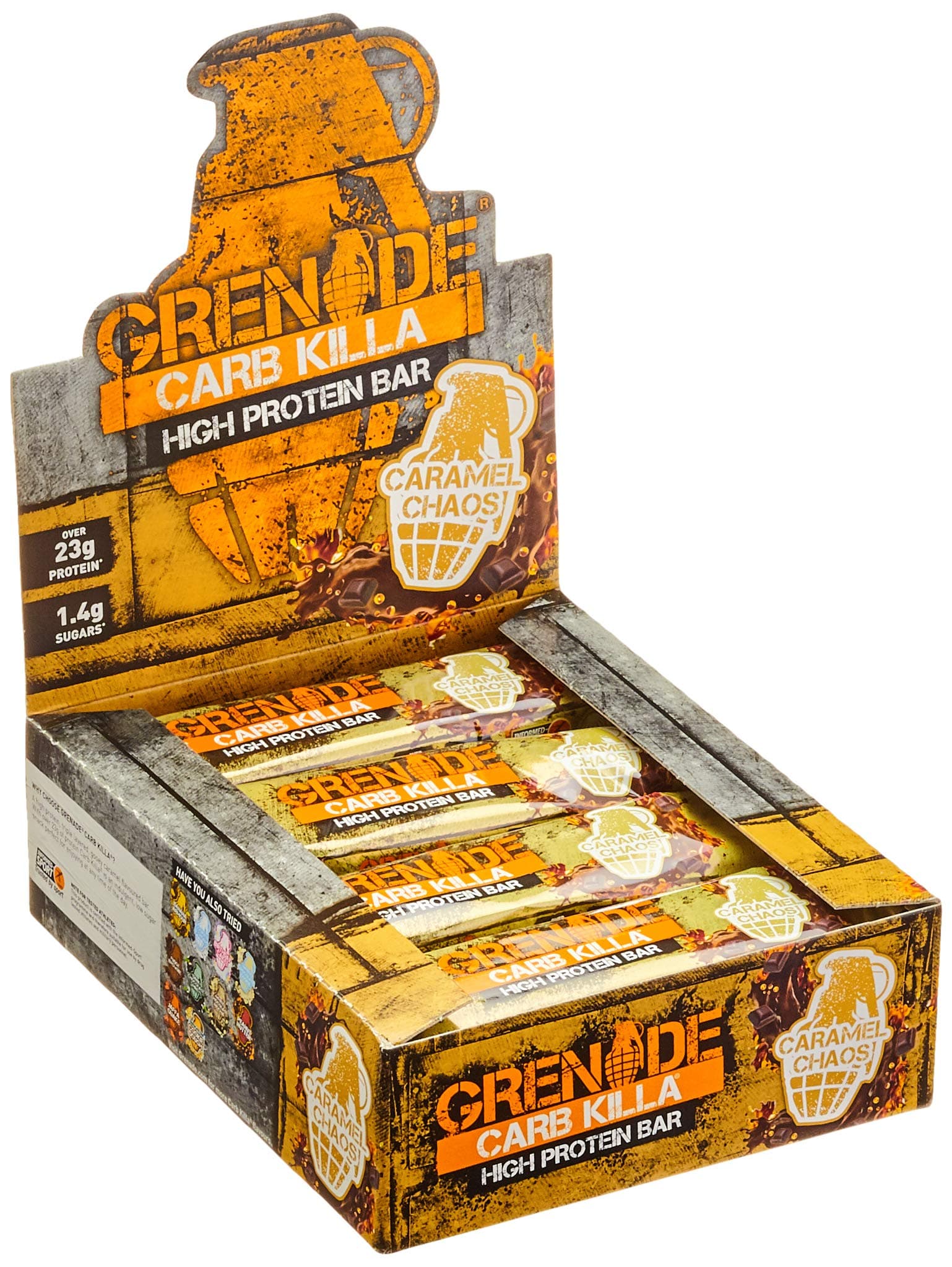Grenade Carb Killa High Protein and Low Sugar Candy Bar, 12 x 60 g - Caramel Chaos,12 Count (Pack of 1)