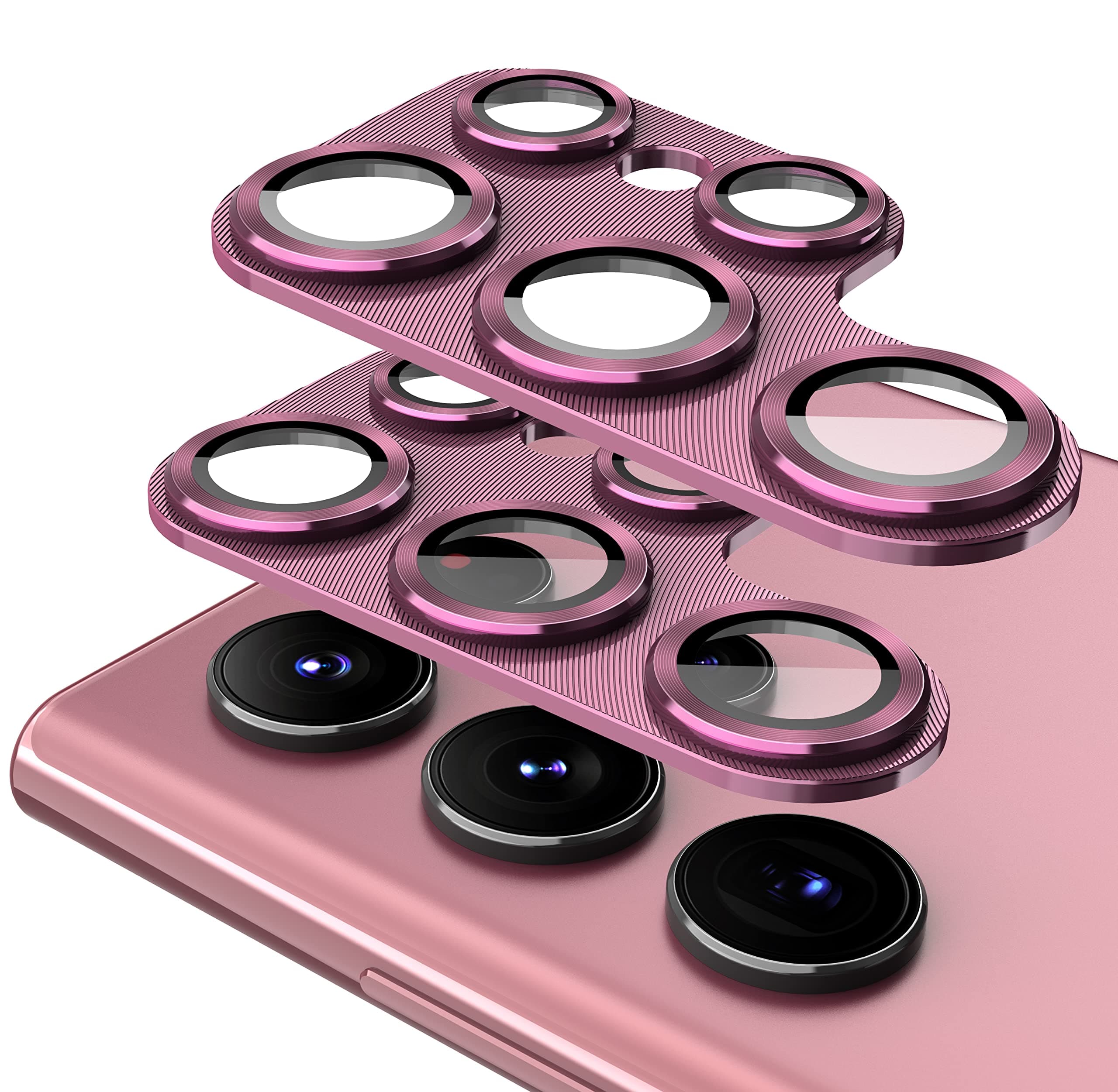 Suoman 2-Pack for Samsung Galaxy S22 Ultra 5G Lens Protector, Premium Tempered Glass Glitter Diamond Metal Camera Lens Protector for Samsung Galaxy S22 Ultra 5G 6.8 Inch - Red