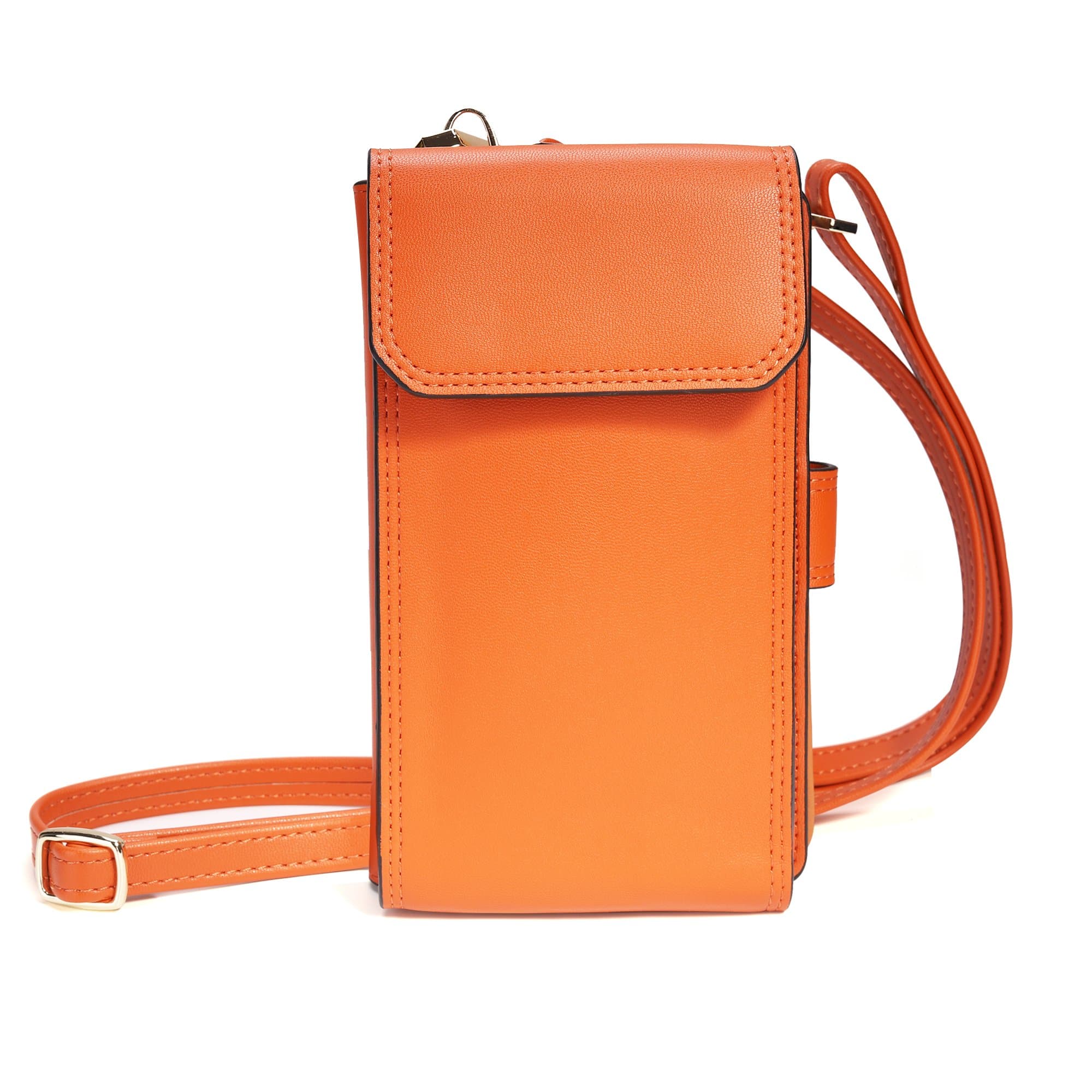 Crossbody Wallet Pouch Purse Shoulder Bag Messenger Bag Cell Phone Bag PU Leather Multipurpose Wallet Case for Women (Orange)