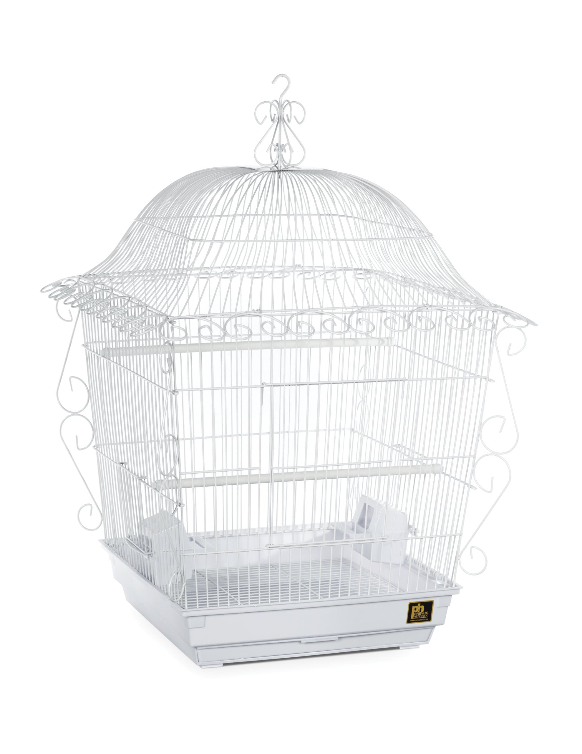 Prevue Pet Products Scrollwork Bird Cage - Compatible with Stand, Vintage Design, Room for Accessories, Play, and Perches, Bottom Grille & Drawer Slide Out for Easy Cleaning - White