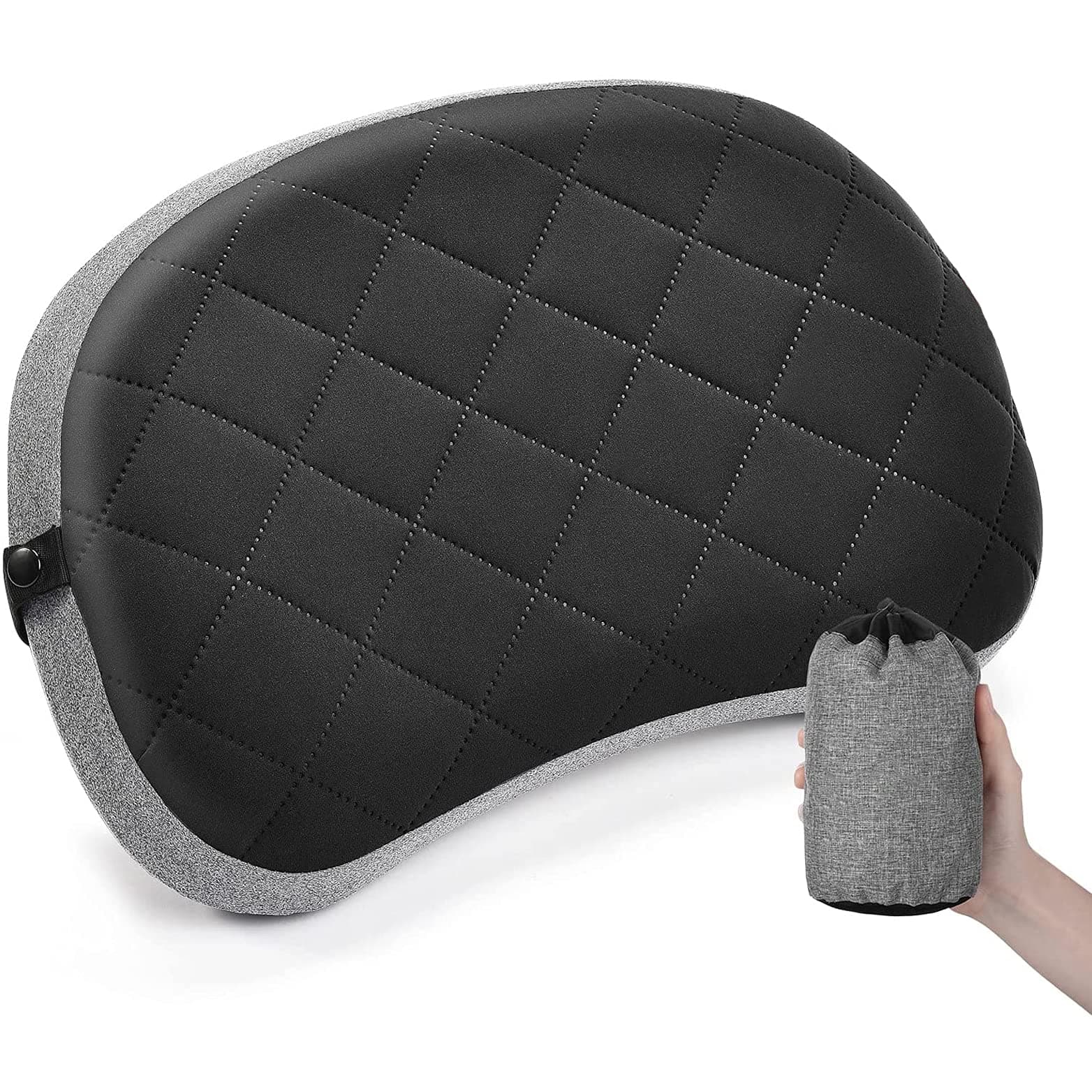 Angju Inflatable Pillow for Camping, Backpacking Pillow, Travel, Hiking, Camping Pillow- Removable Foam Cover, Compact Ultralight Blow Up Air Pillows for Sleeping, Pad Attachment Strap for Camp Mat.