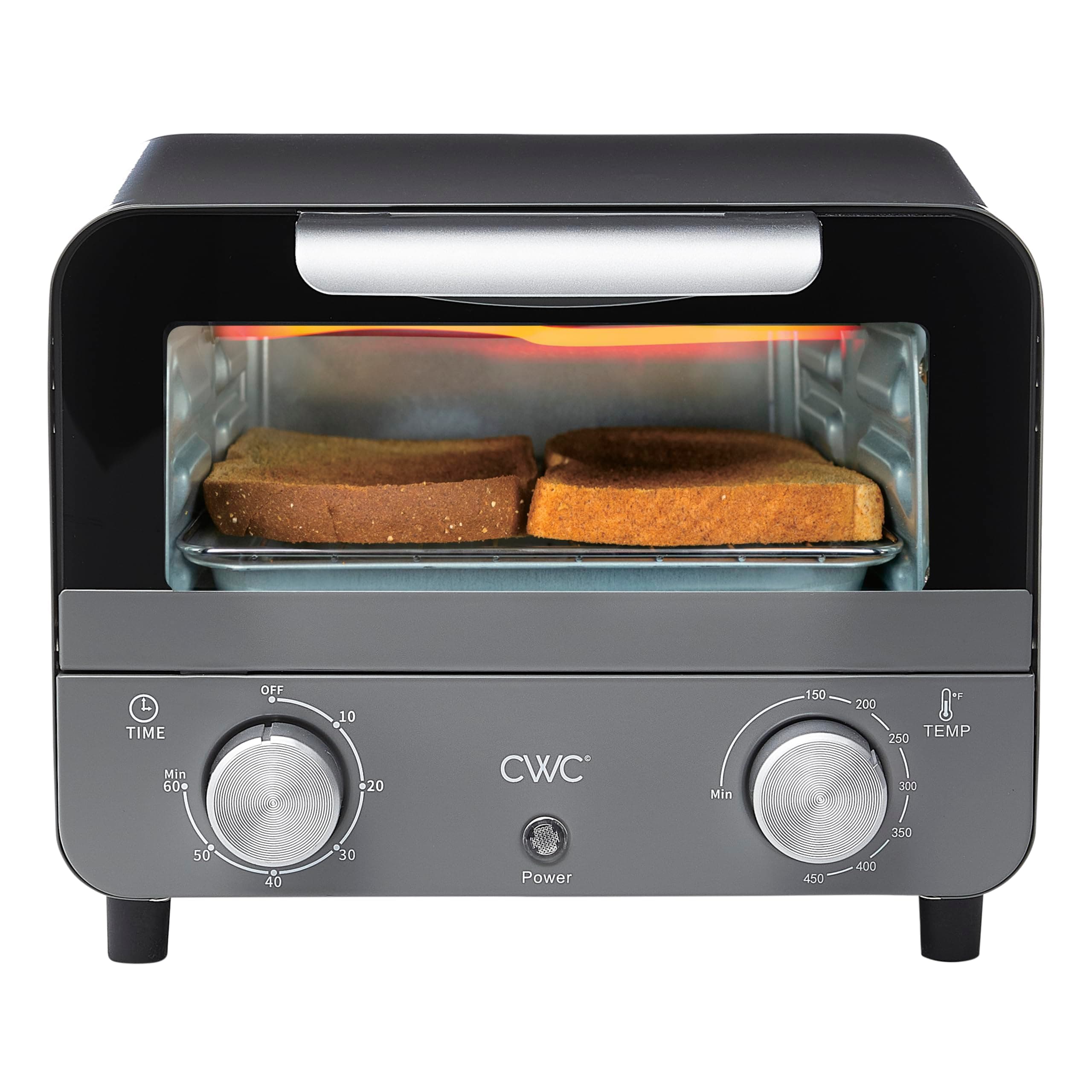 Mini Toaster Oven: 600W Power, Precision Timer, Auto Shutoff, and Culinary Delights Up To 450 Degrees, Grey