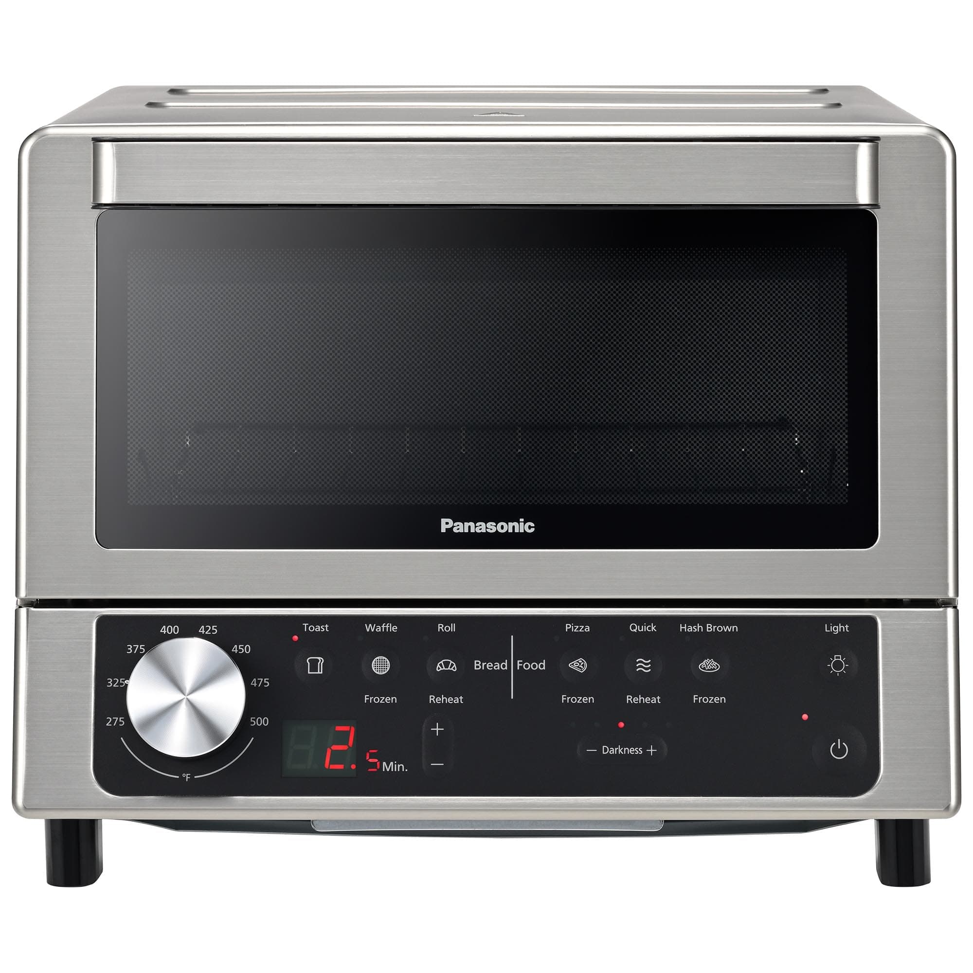 Panasonic FlashXpress Toaster Oven with Double Infrared Heating, 6 Auto Cook Options and Dial Temperature Control, 4-Slice Small Toaster Oven, 1300 Watts, PFAS-free - NB-G200P (Stainless Steel)