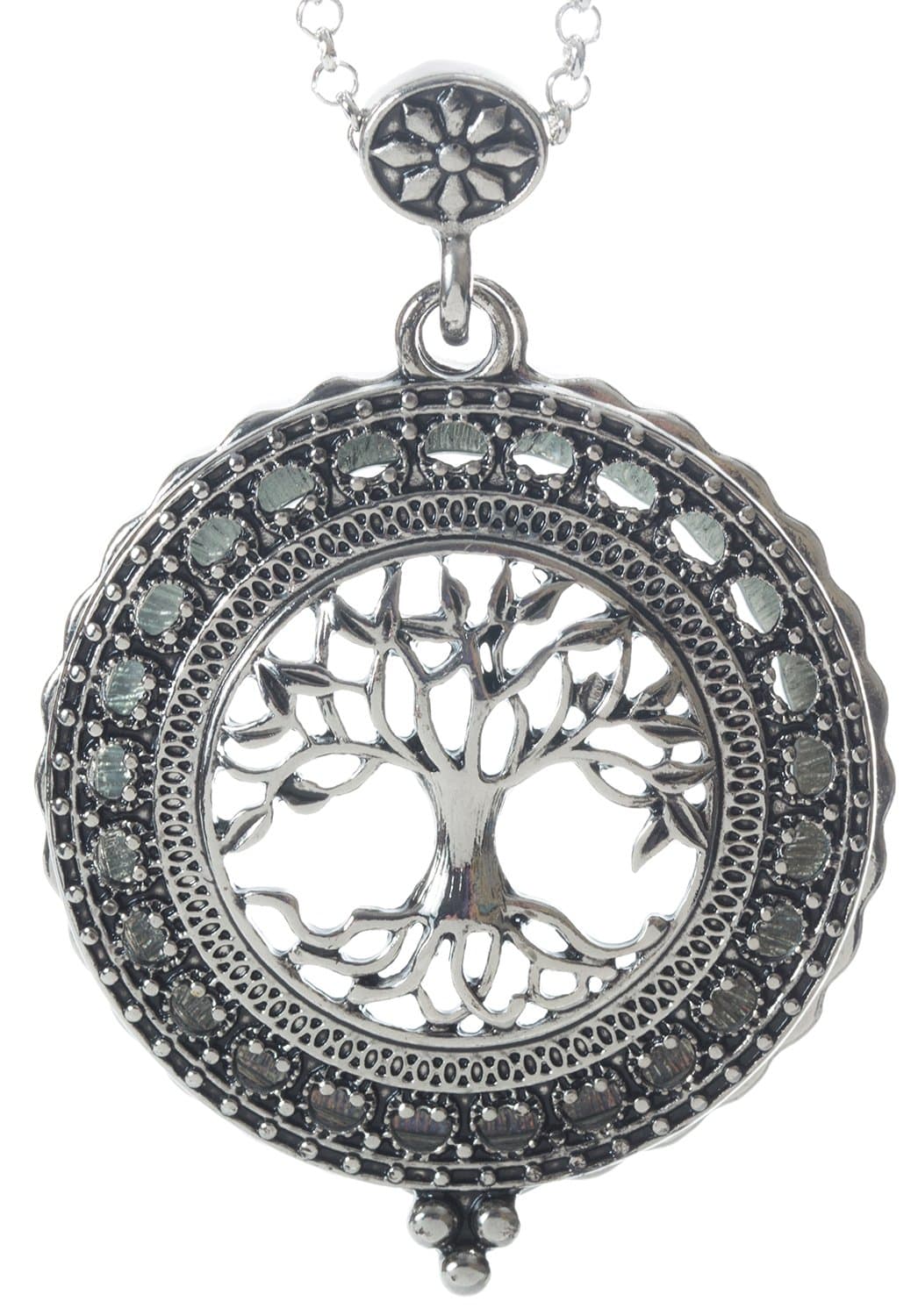 Artisan Owl Tree of Life 4x Magnifier Magnifying Glass Sliding Top Pendant Necklace, 30"